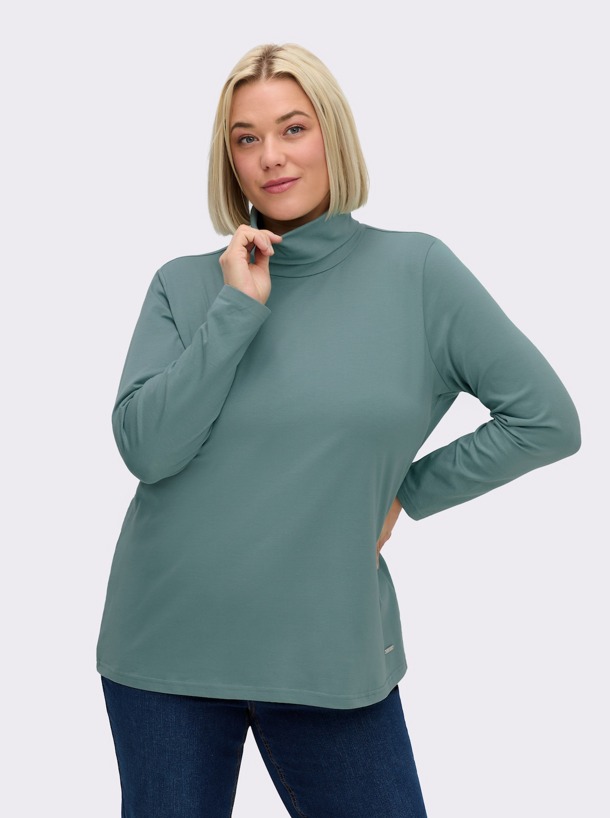 Rollkragenshirt mit langen Ärmeln - jade