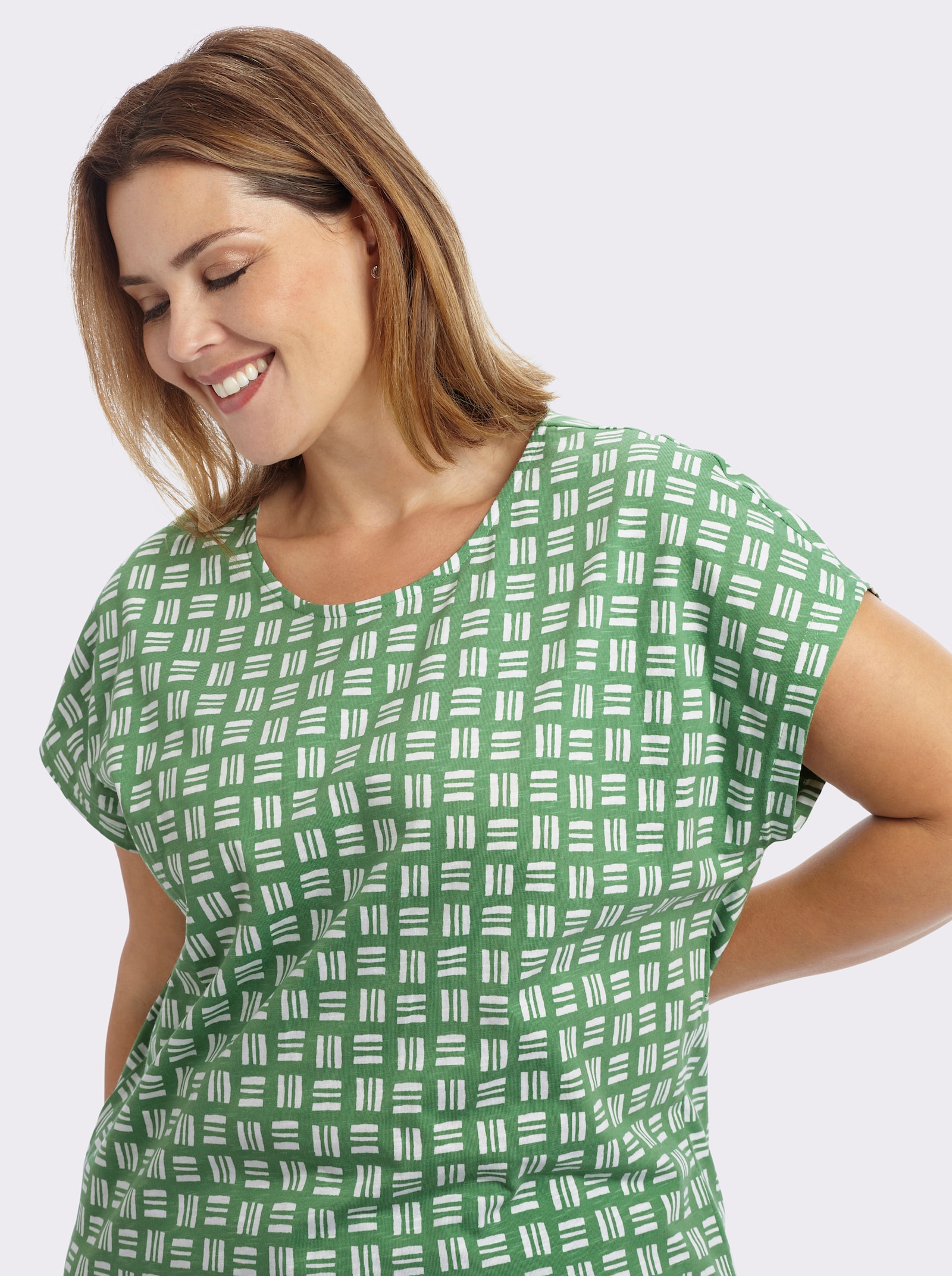 Print-Shirt aus reiner Baumwolle - apfel-ecru-bedruckt