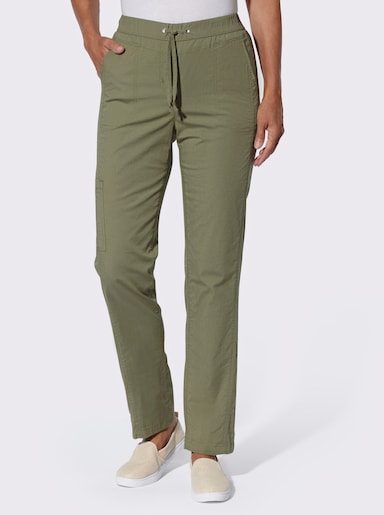 Schlupfhose mit aufgesetzter Tasche am Bein - khaki