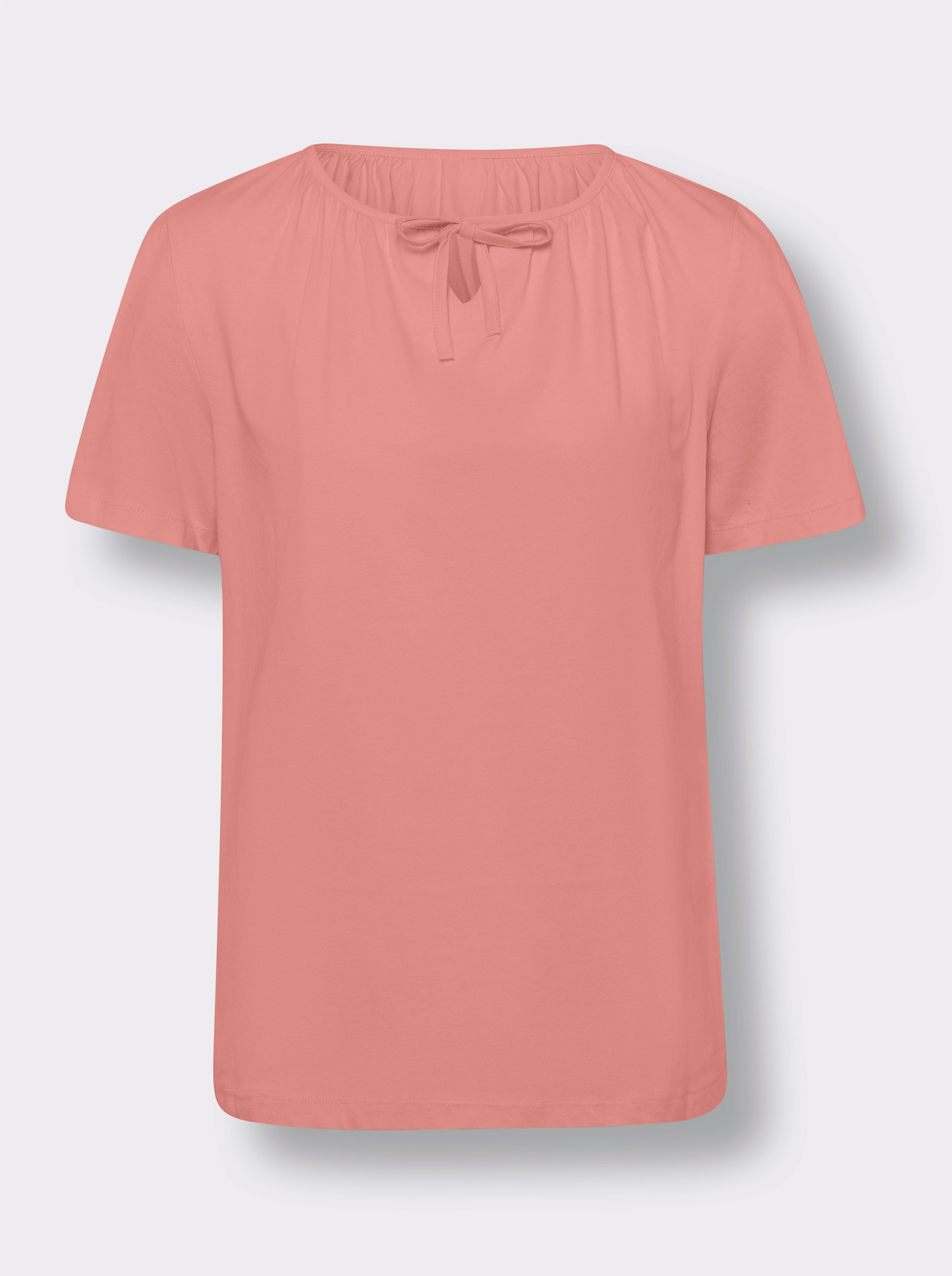T-Shirt mit Raffungen - flamingo