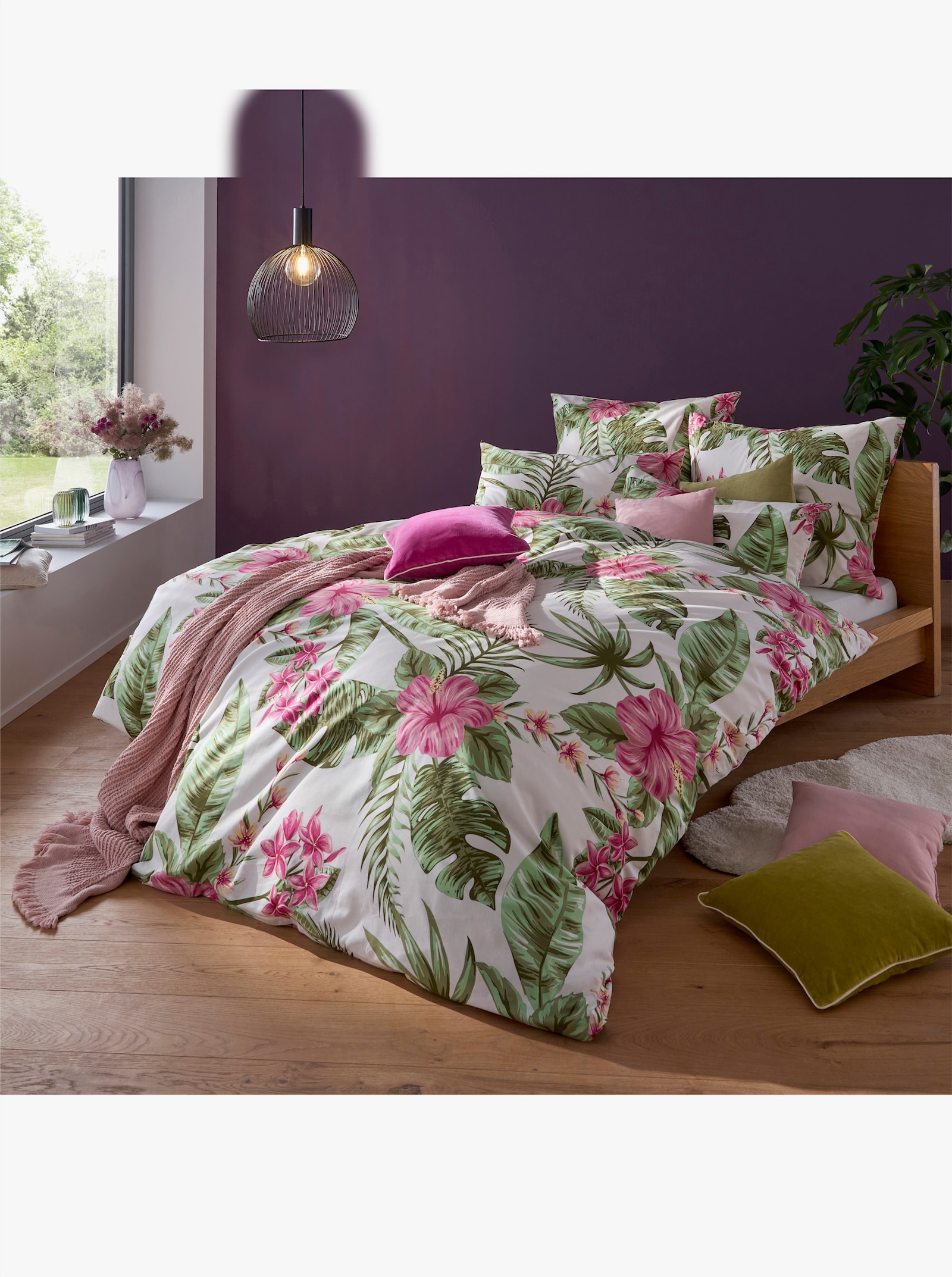 heine home Linge de lit - couleur ivoire-réséda imprimé