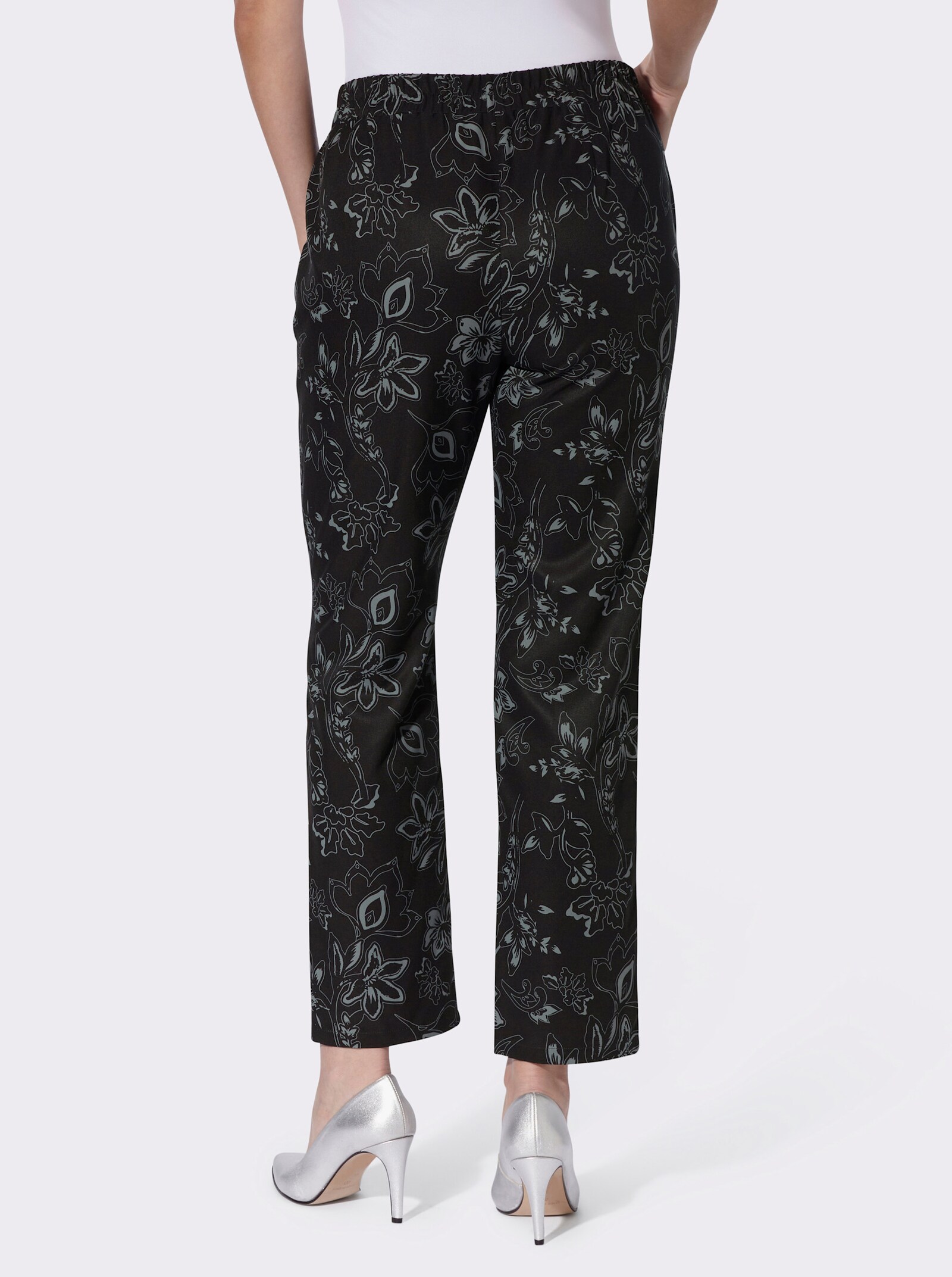 Schlupfhose mit Paisley-Print - schwarz-anthrazit-bedruckt