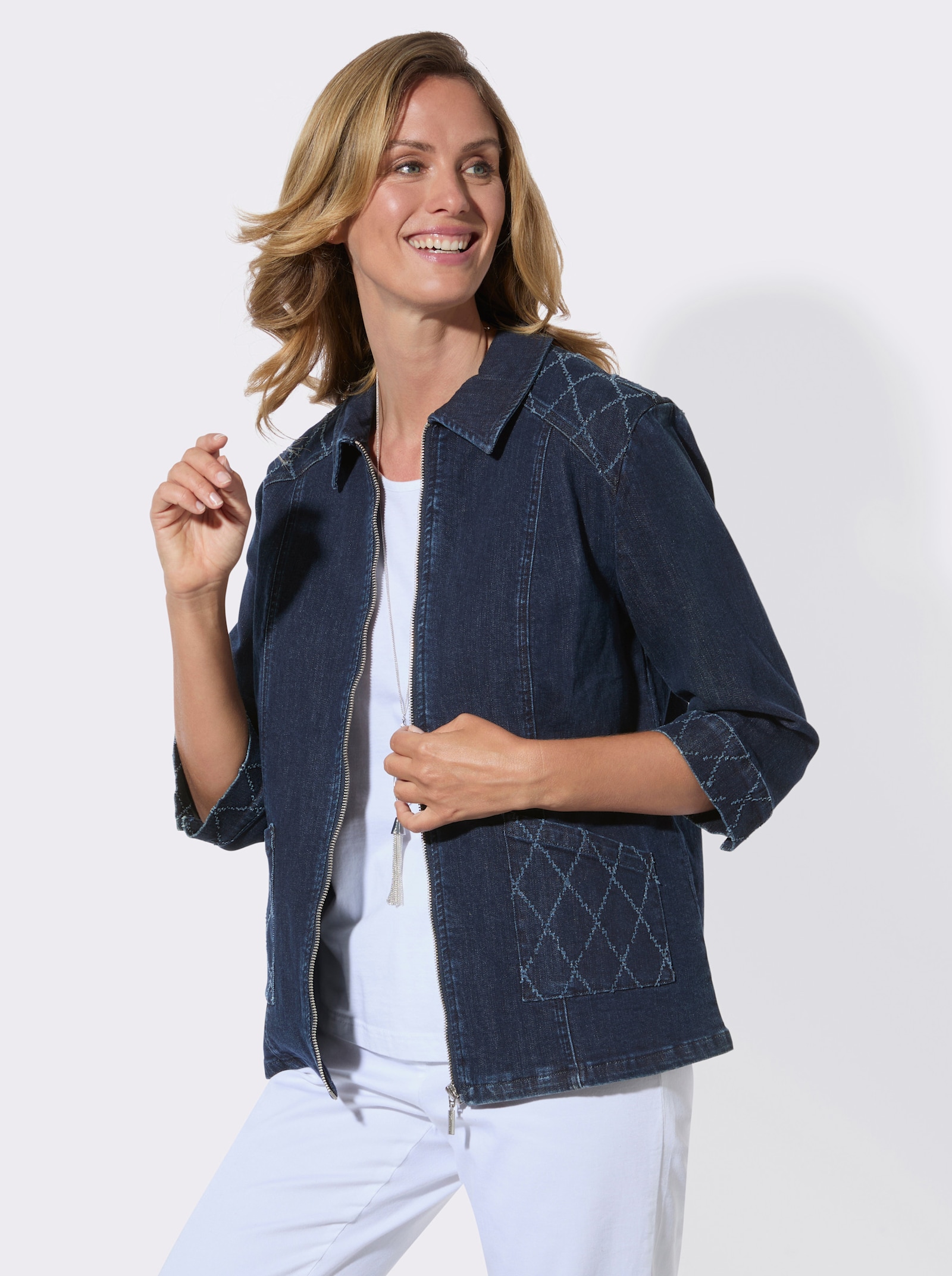 Jeansjacke aus Baumwoll-Stretch - dark blue