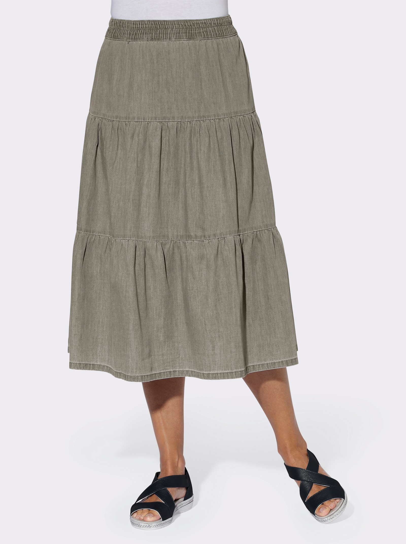 Jeansrock in Stufenform - grey denim