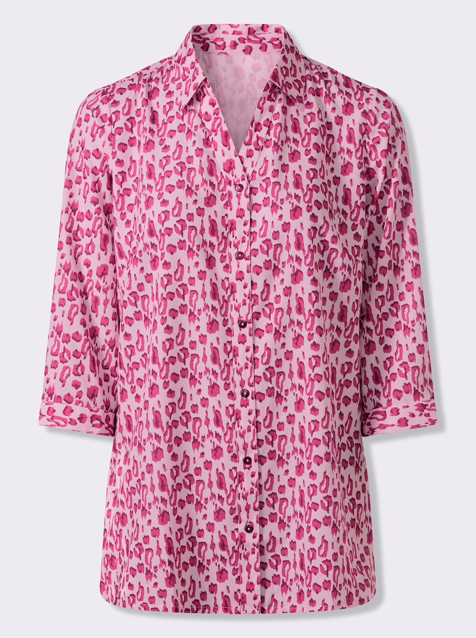 Dlhá blúzka, leo vzor - svetloružová-purpur. potlač