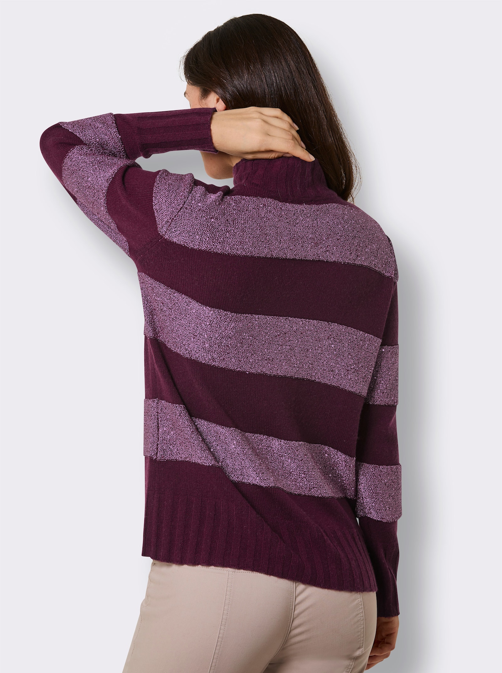 CREATION L PREMIUM Wollpullover mit Paillettengarn - burgund