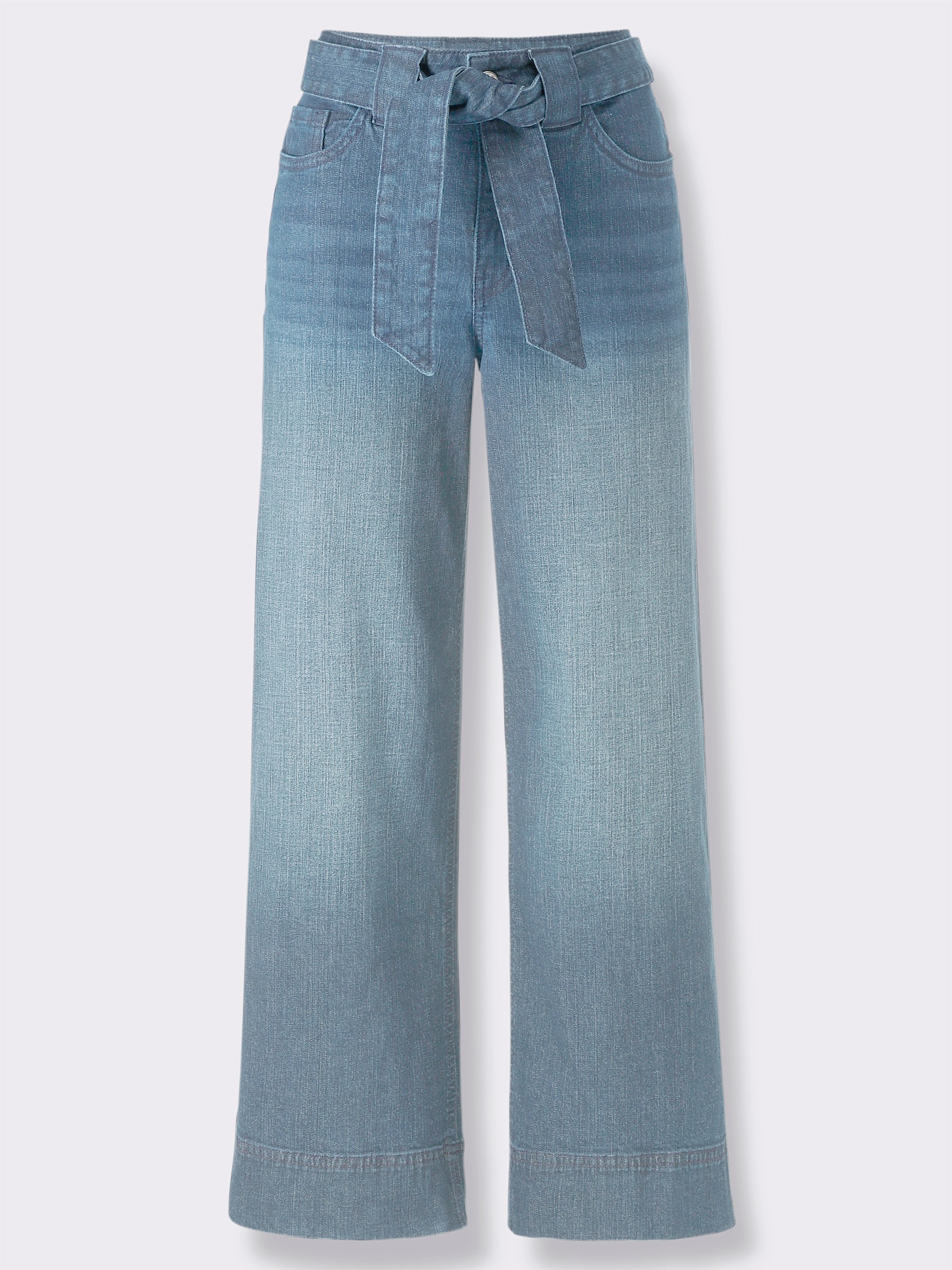 heine 5-Pocket-Jeans mit Bindegürtel - blue-bleached