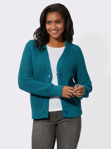 Strickjacke in Grobstrick-Muster - aquapetrol