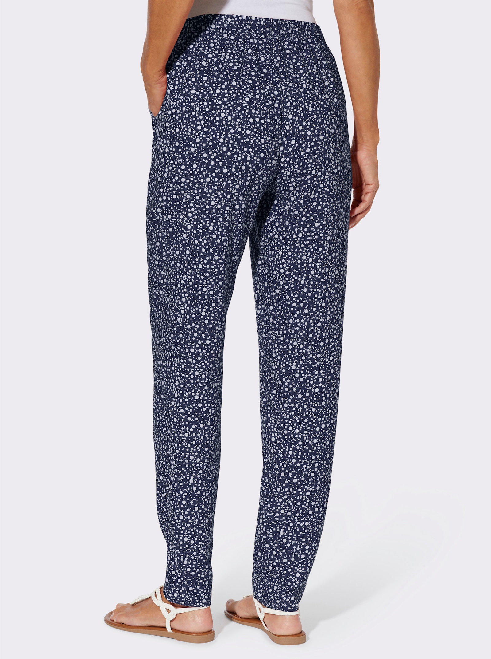 Navliekacie nohavice, bodky - mavomodré, biela potlač