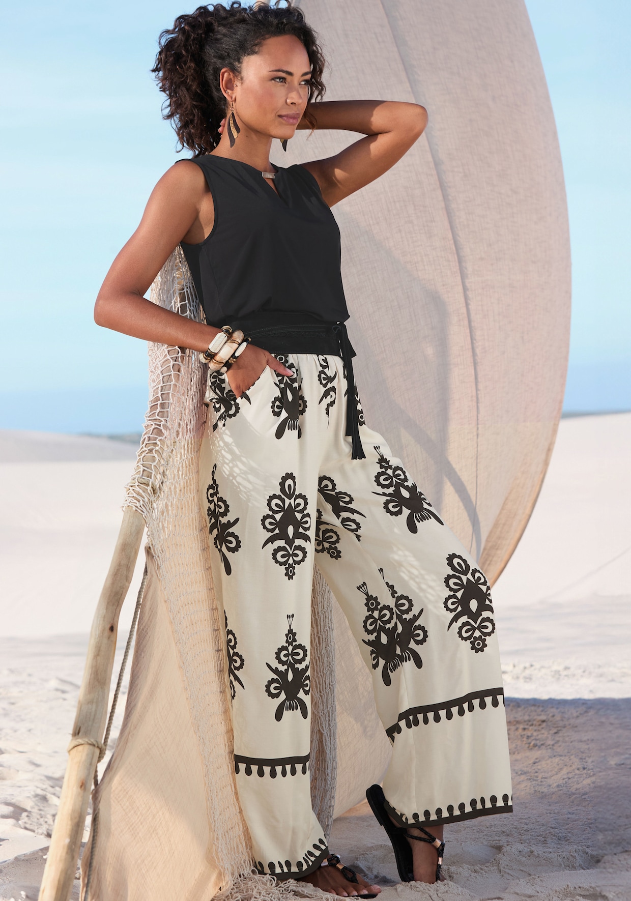 LASCANA Pantalon - sable-noir imprimé