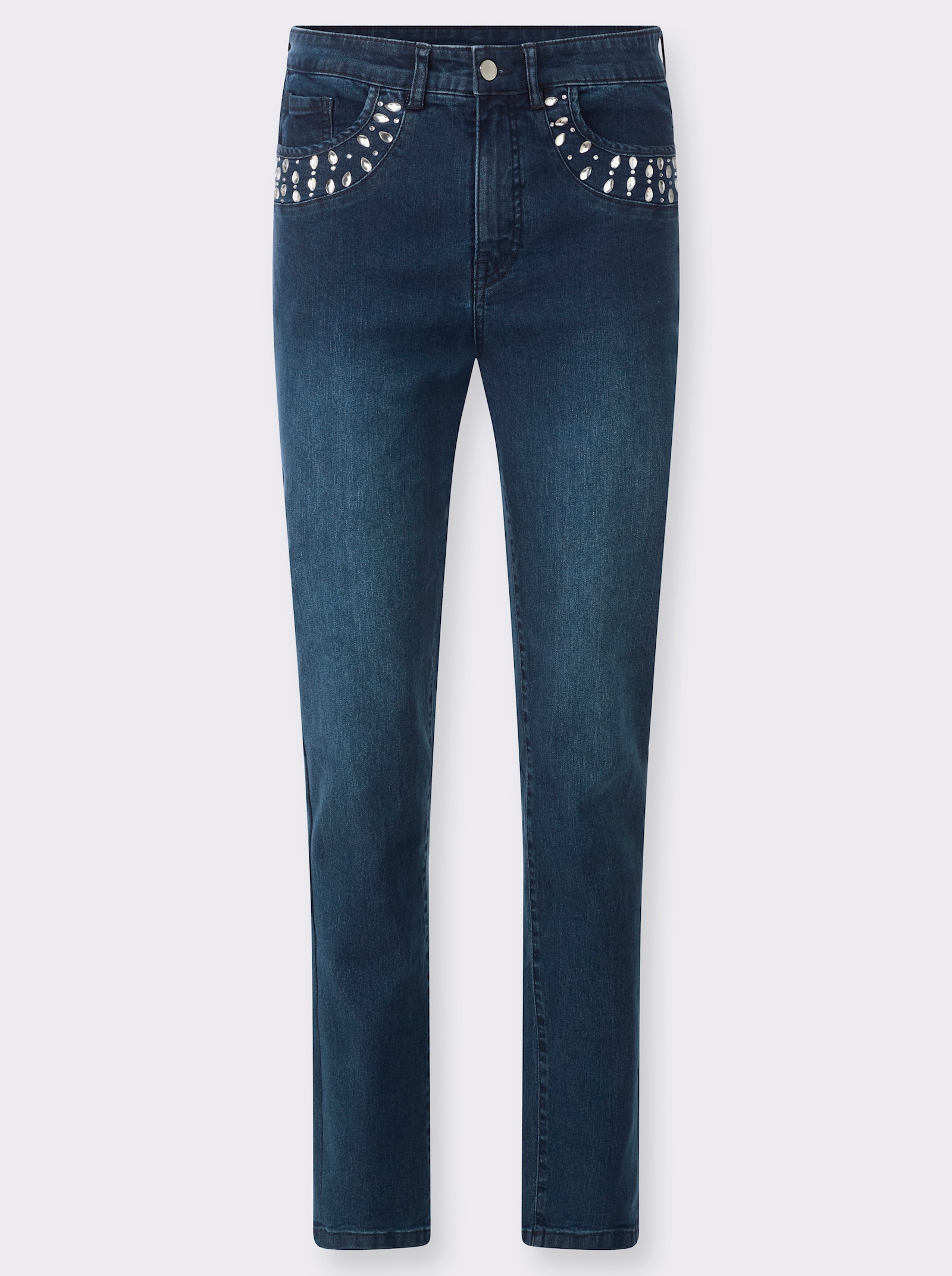 Jeans mit Glitzersteinchen - blue-stone-washed