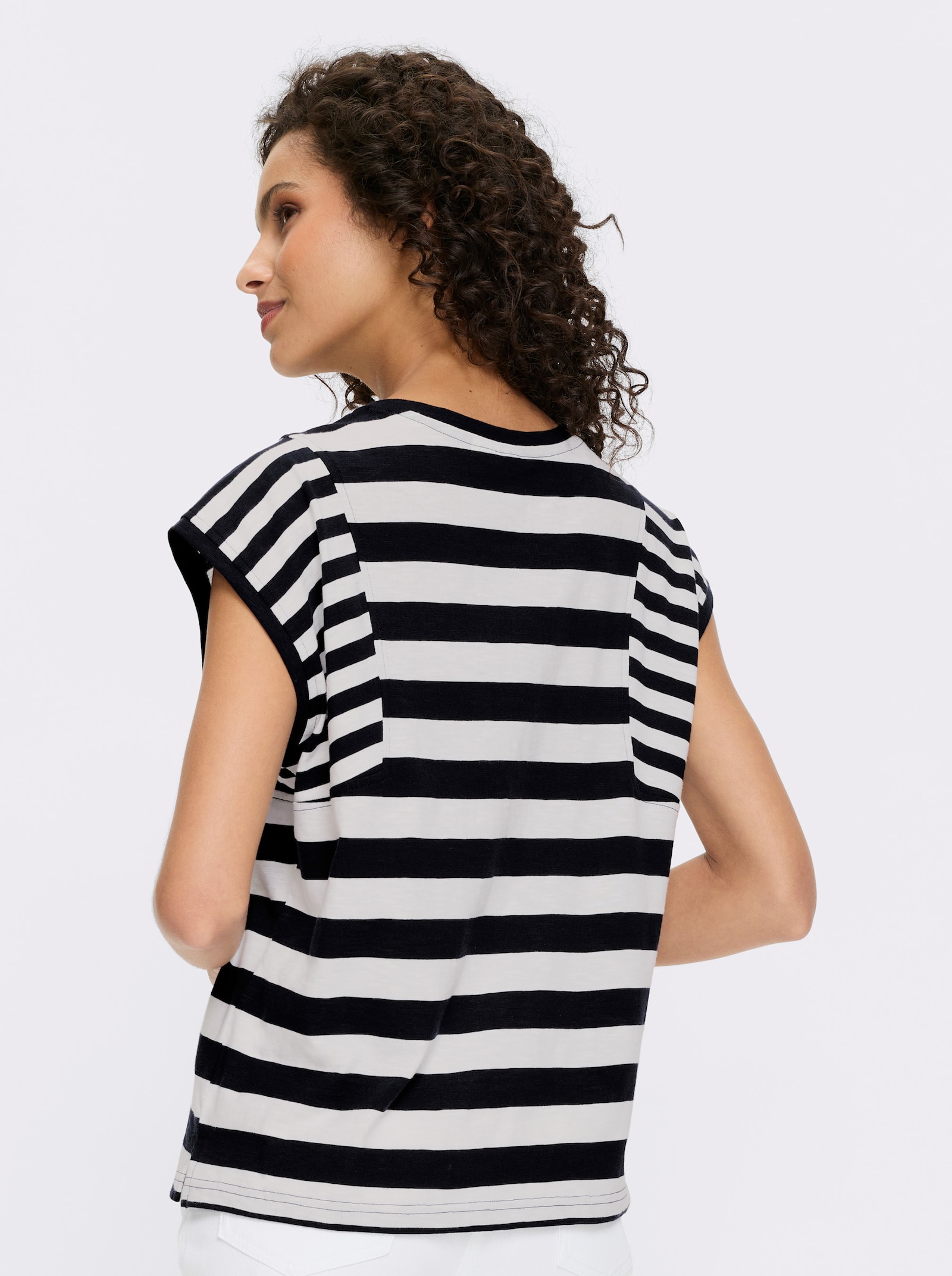 heine T-shirt à rayures en fil flammé - marine-blanc à rayures