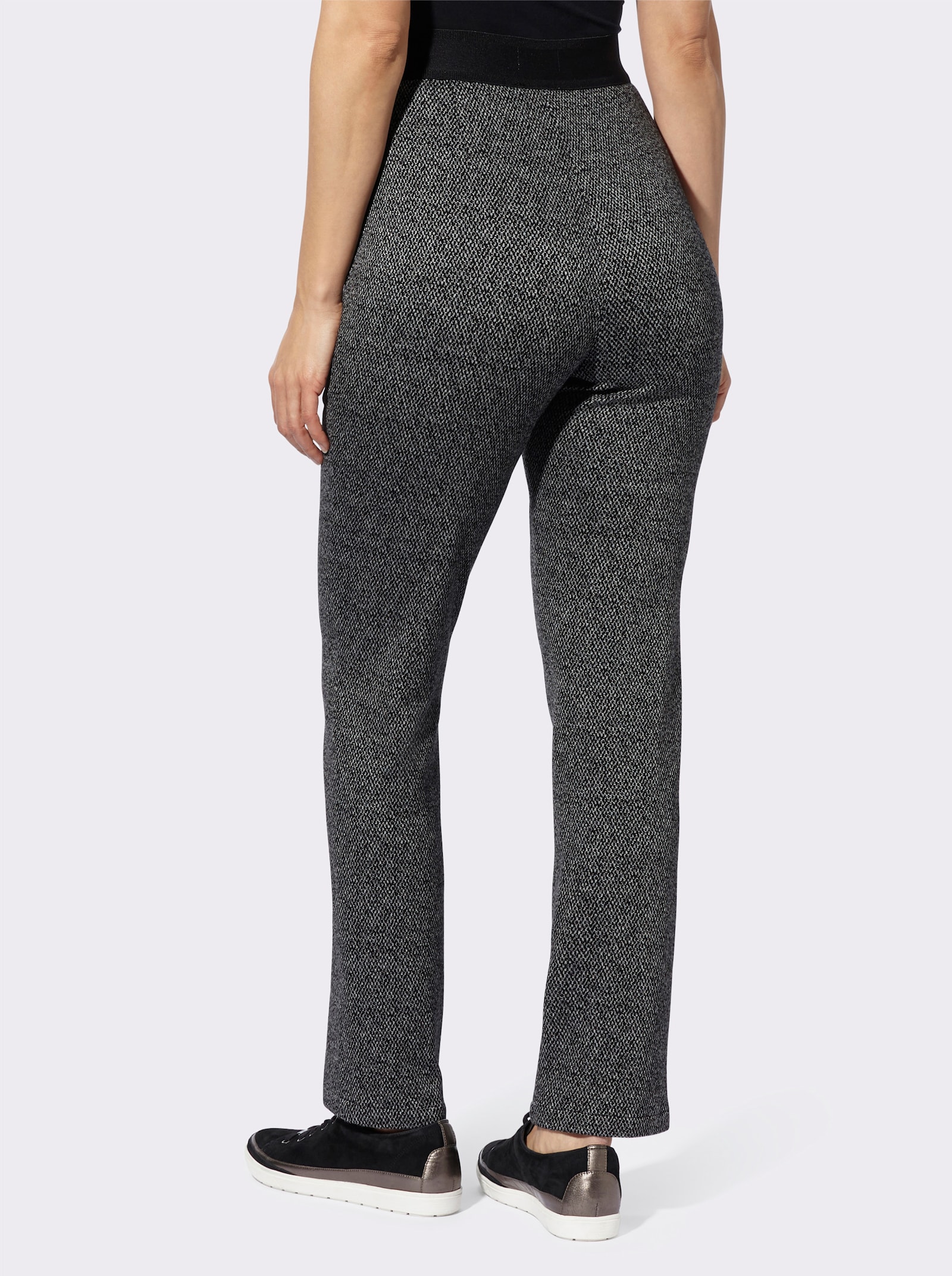 Schlupfhose in Jacquard-Qualität - schwarz-steingrau-meliert