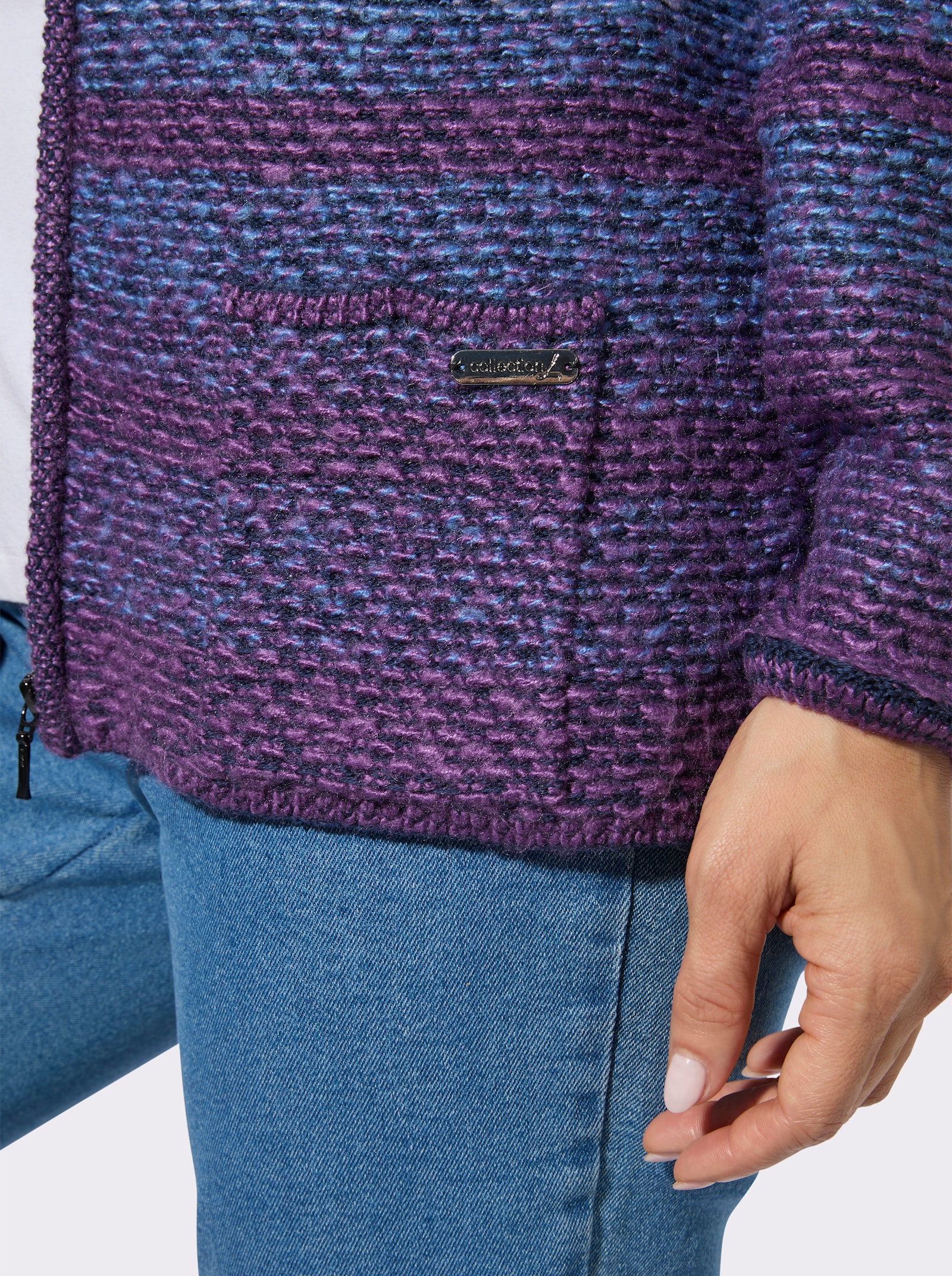 Strickjacke mit Farbverlauf - lila-dunkelblau-gemustert