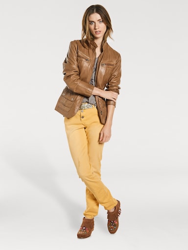 heine Veste en cuir - ambre