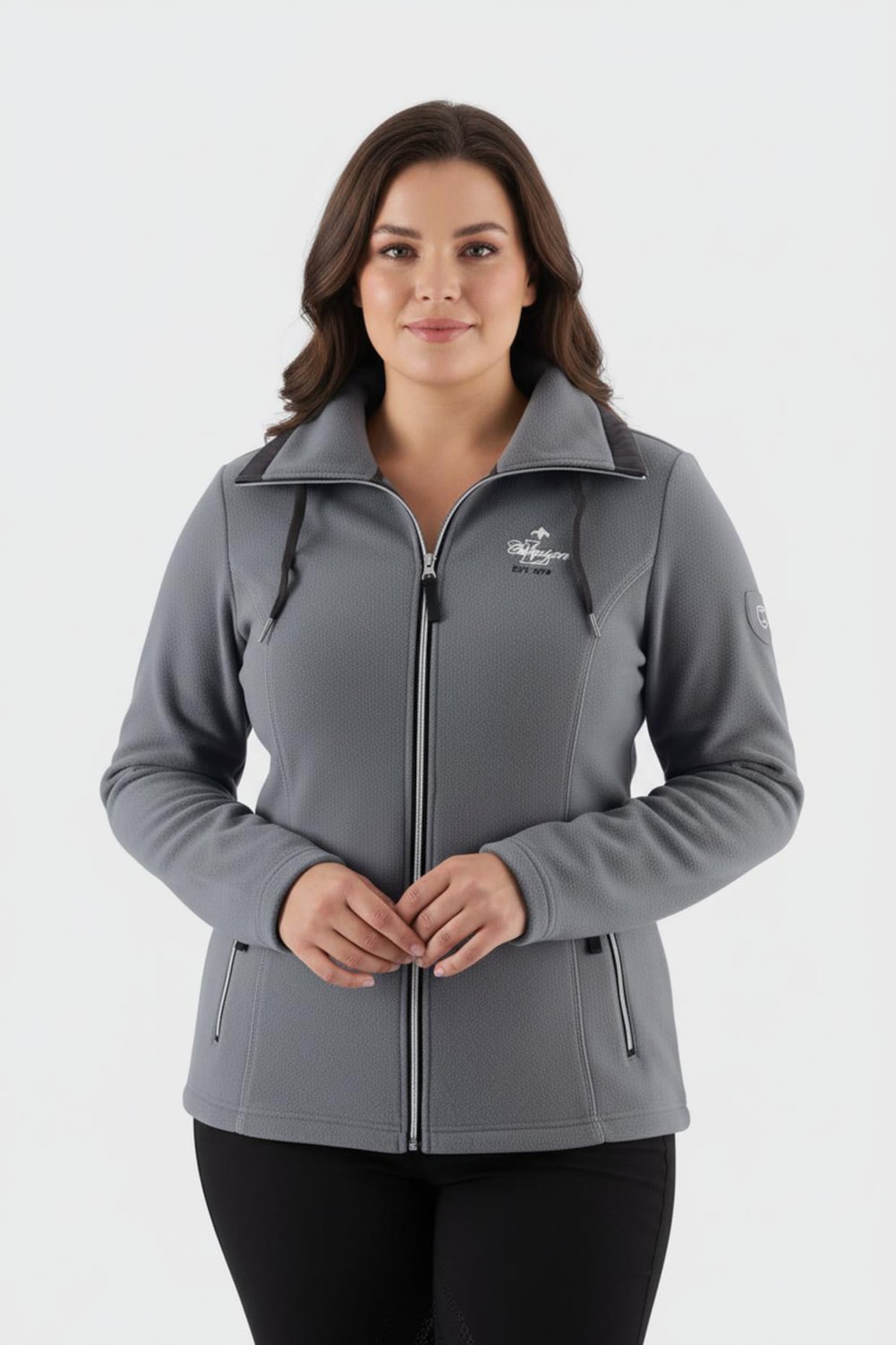 Fleecejacke mit schrägen Reißverschluss-Taschen - dunkelgrau-meliert