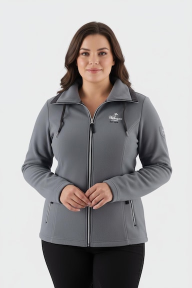 Fleecejacke mit schrägen Reißverschluss-Taschen - dunkelgrau-meliert