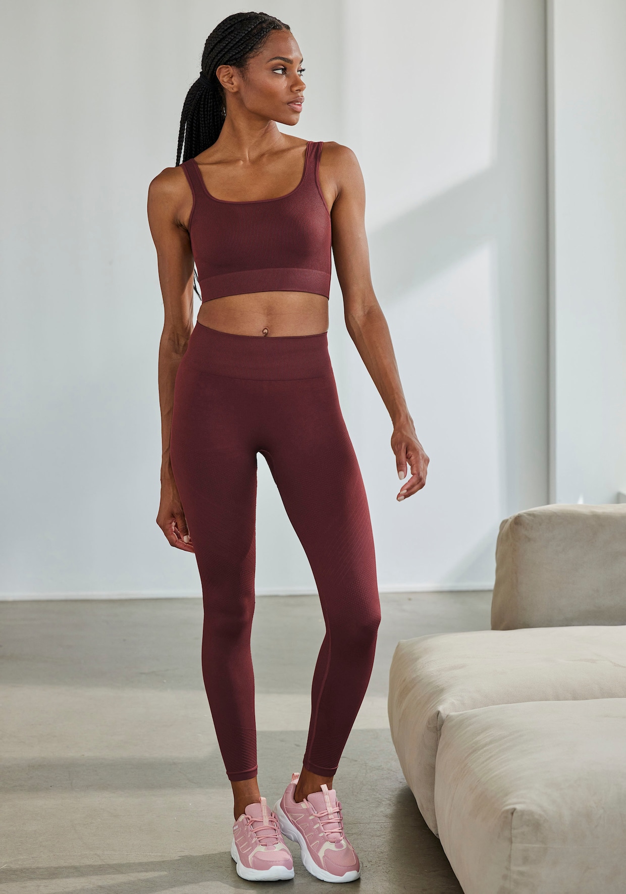 LASCANA Seamless Leggings - dunkelrot