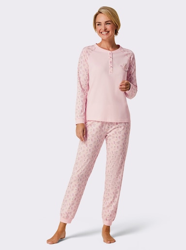 wäschepur Schlafanzug mit Knopfleiste - hellrosé-mauve-bedruckt