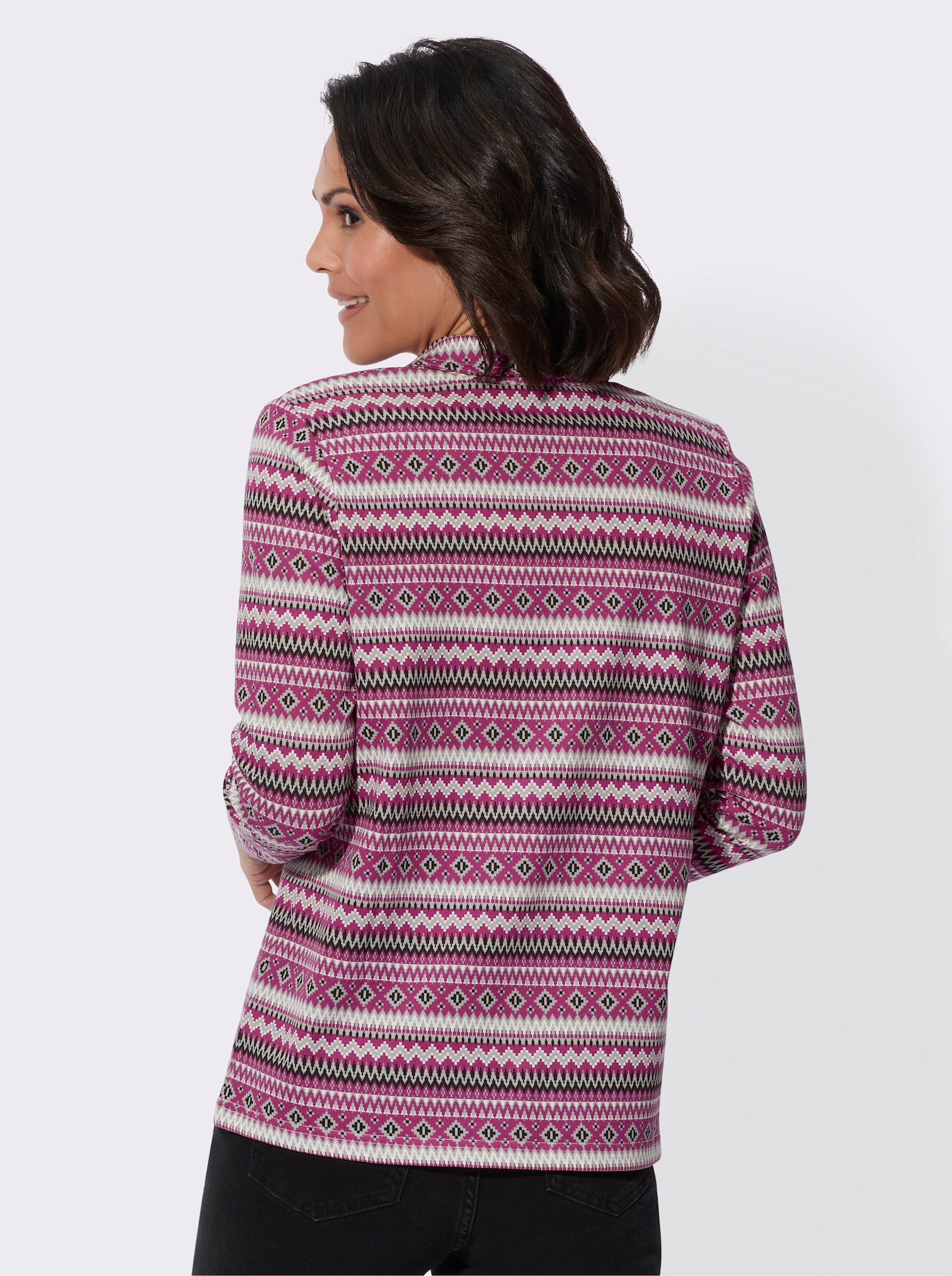 Langarmshirt mit Hemdkragen - erika-steingrau-bedruckt