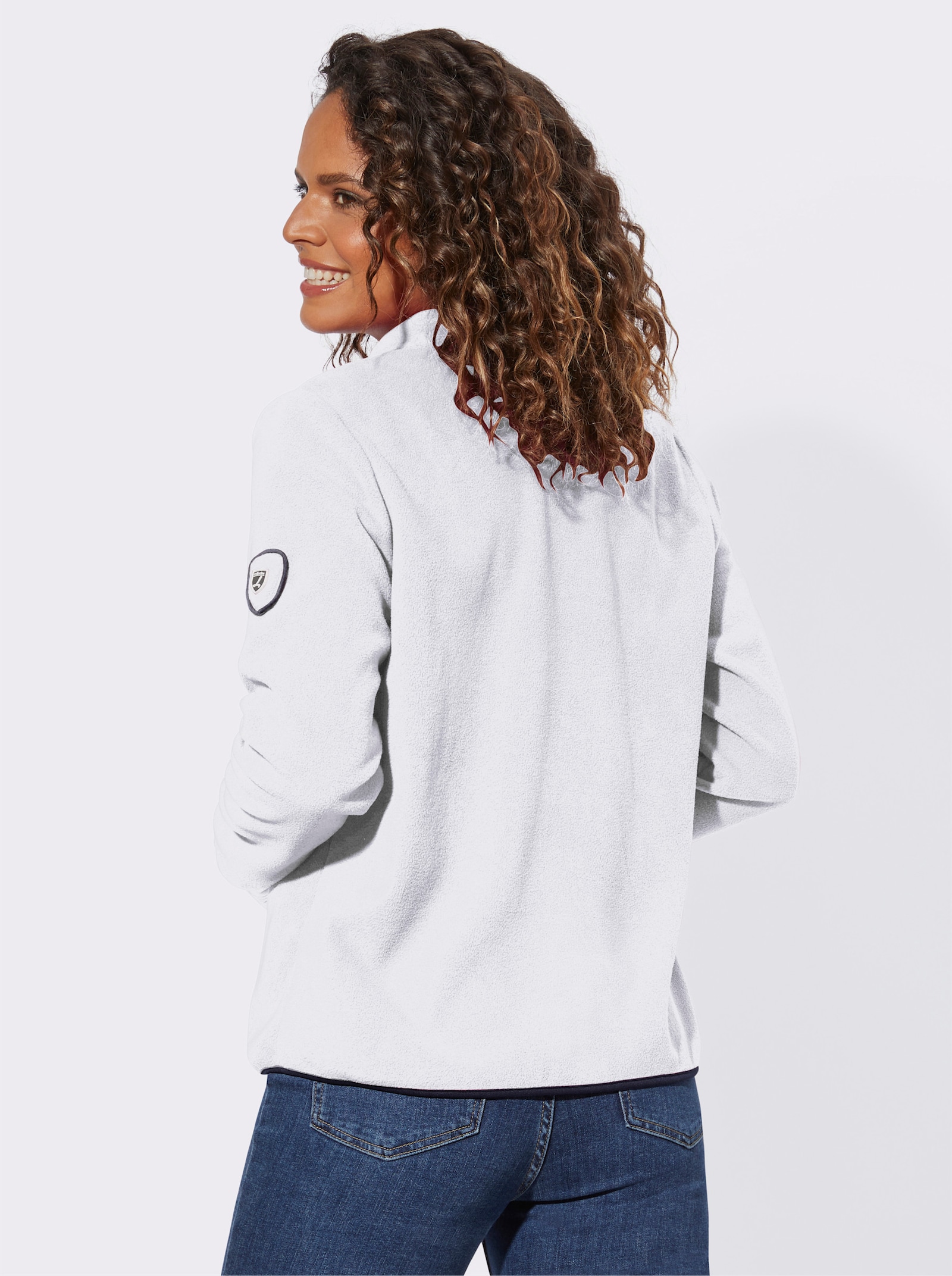 Fleecová bunda s výšivkou - ecru