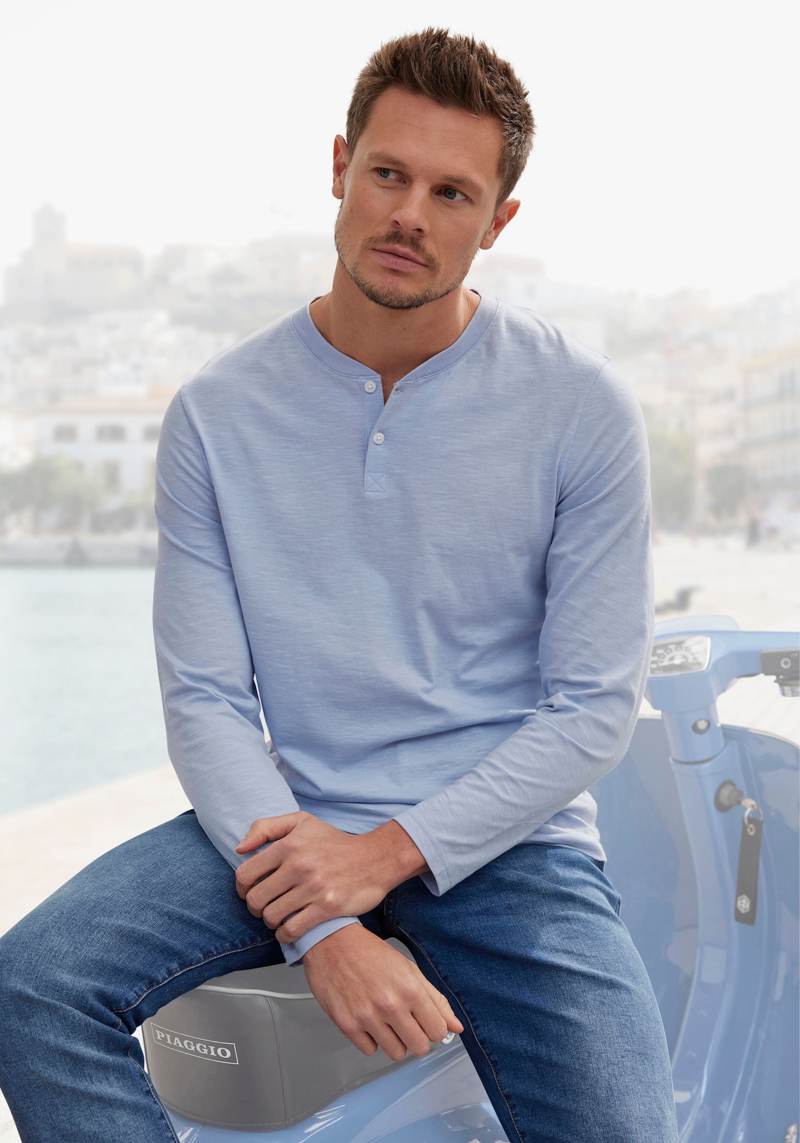 H.I.S Langarmshirt - hellblau