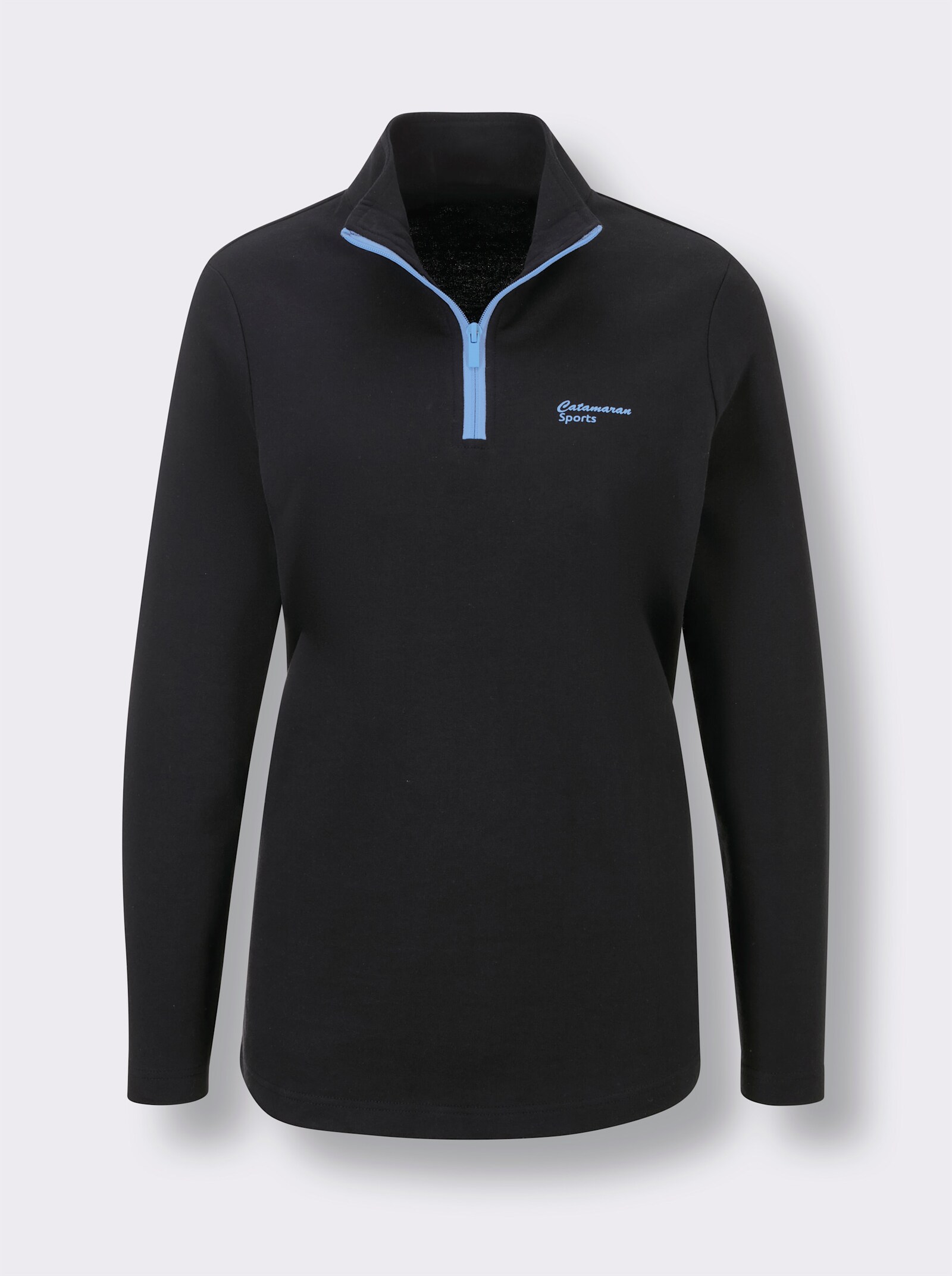 Catamaran Sports Vrijetijdsshirt met ritssluiting op de opstaande kraag - zwart