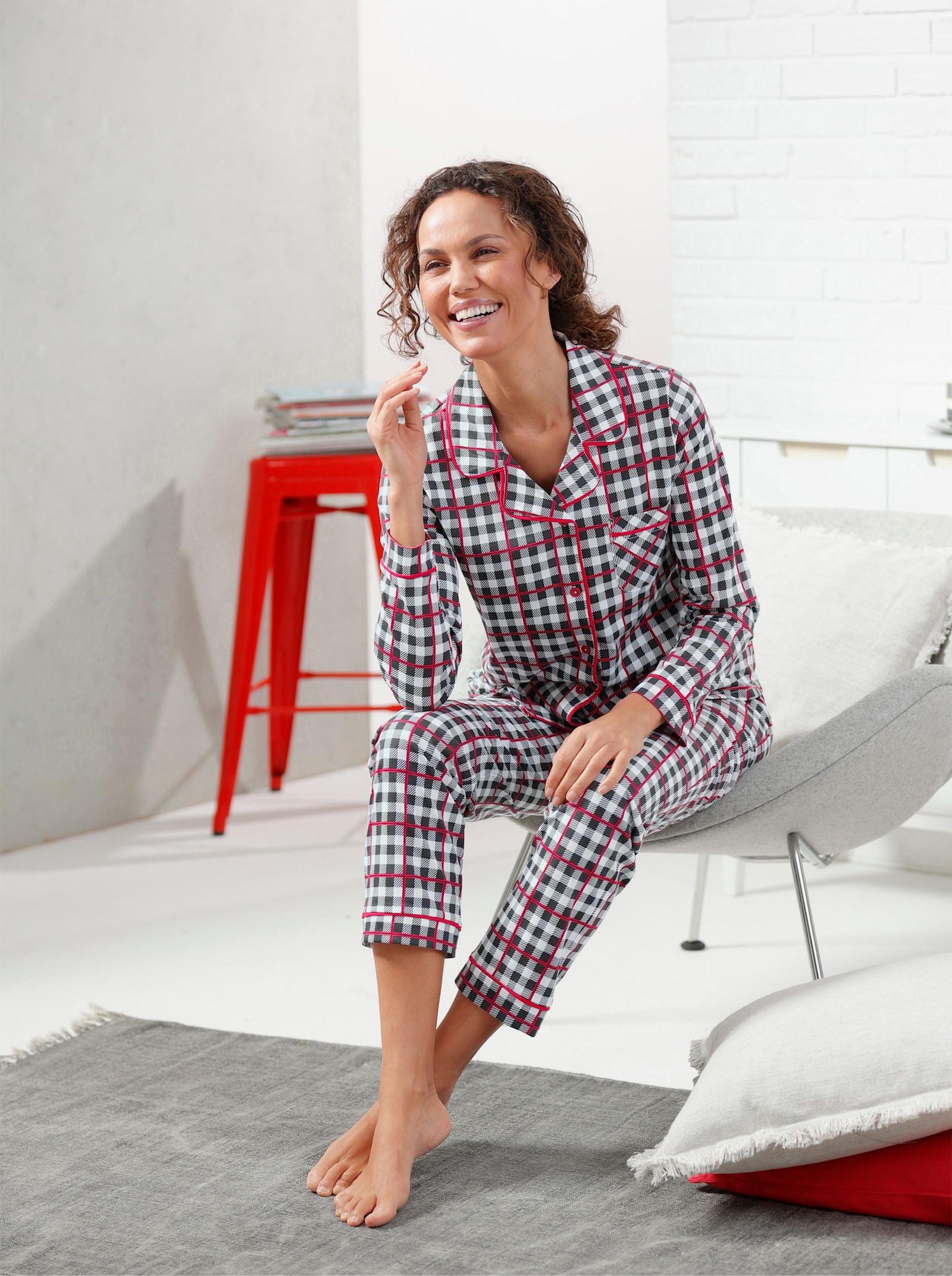 wäschepur Pyjama - zwart/rood geruit