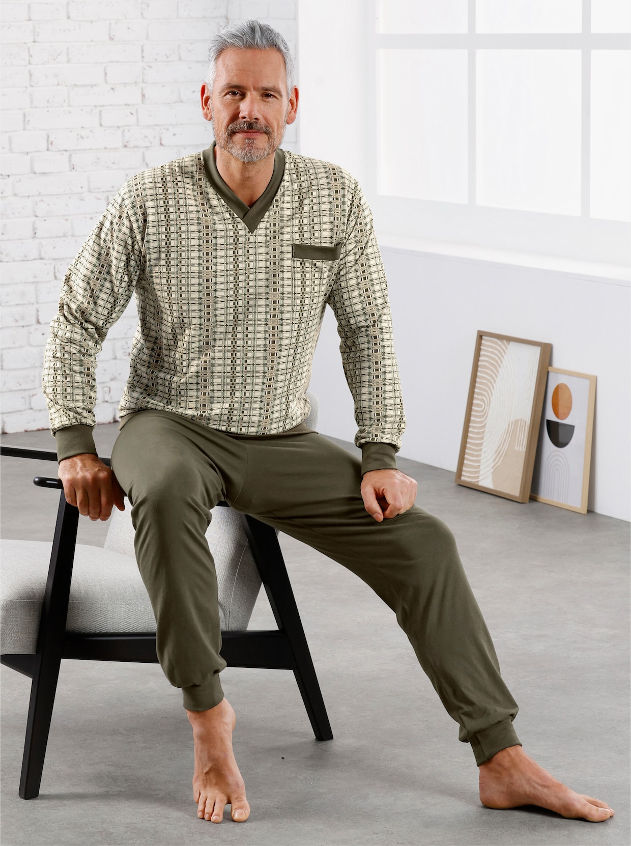 götting Pyjama - kaki geprint