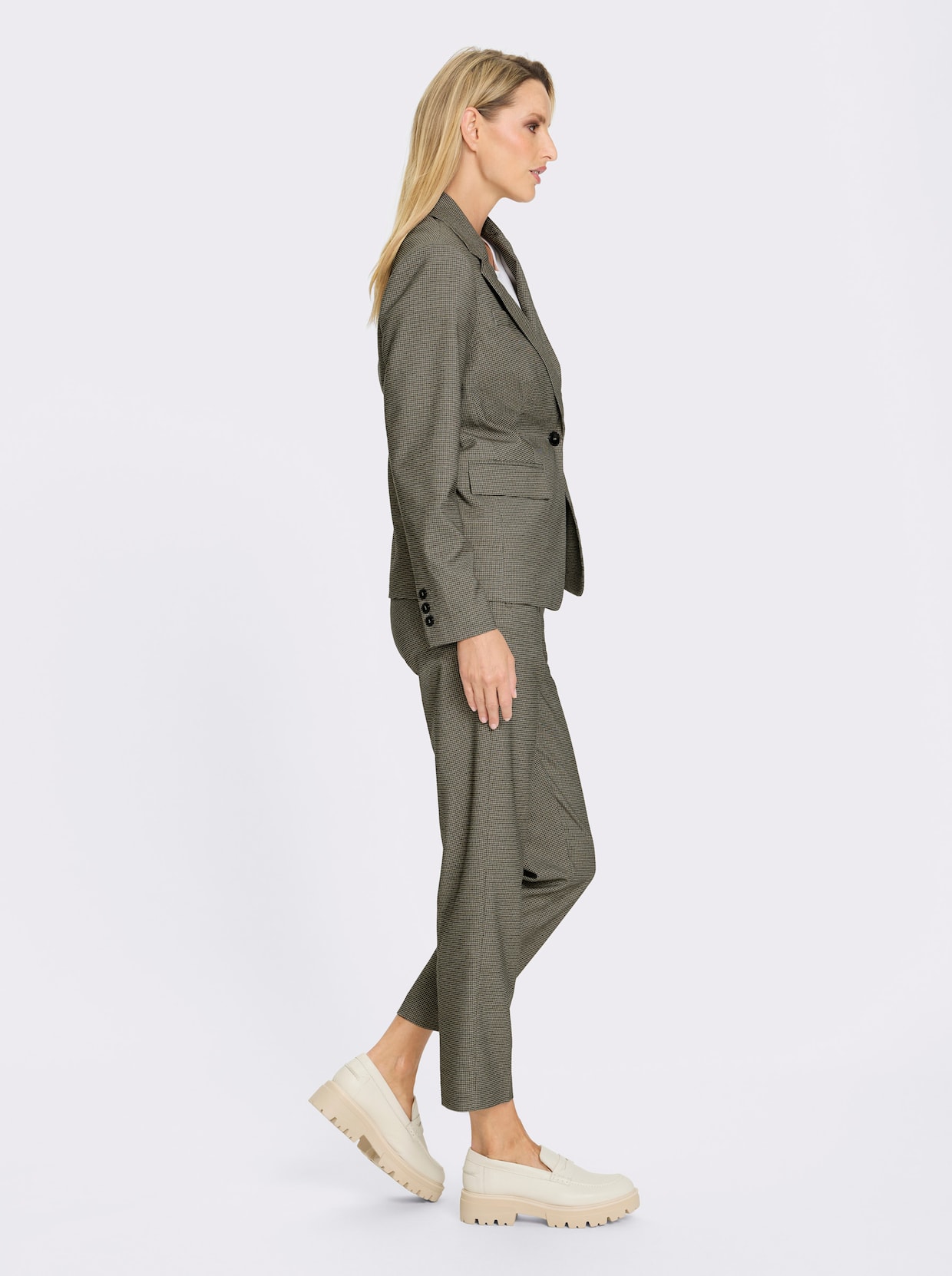 heine Hosenanzug - schwarz-khaki-gemustert