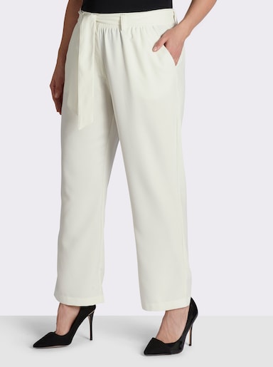 Palazzohose mit Bindegürtel - ecru