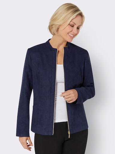 Blazer aus Veloursleder-Imitat - marine