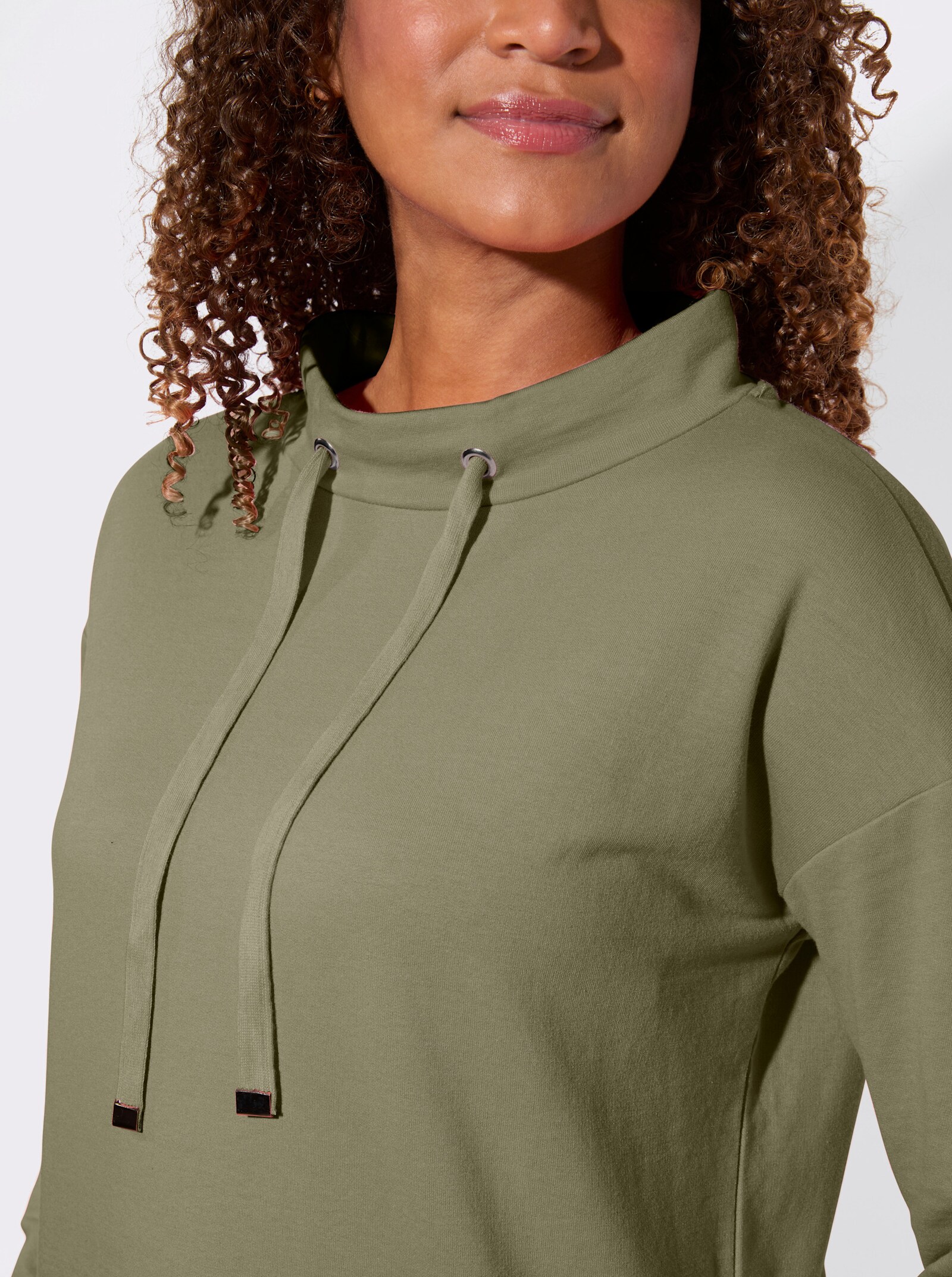 Sweatshirt mit Kordelzug - khaki
