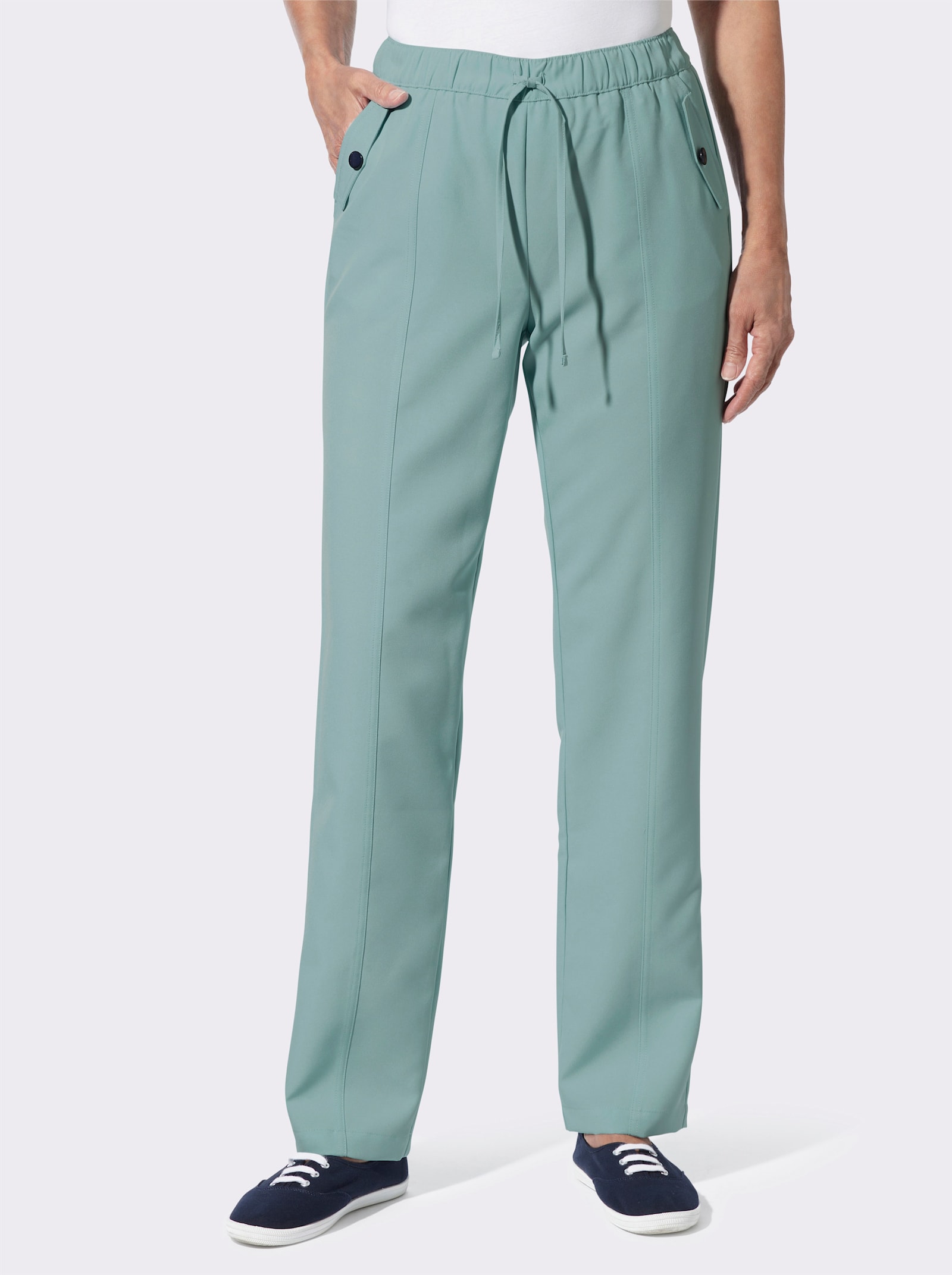 Schlupfhose mit Zierpatten an den Taschen - jade