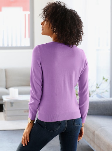 Rundhalspullover in Form gestrickt, wärmend - flieder