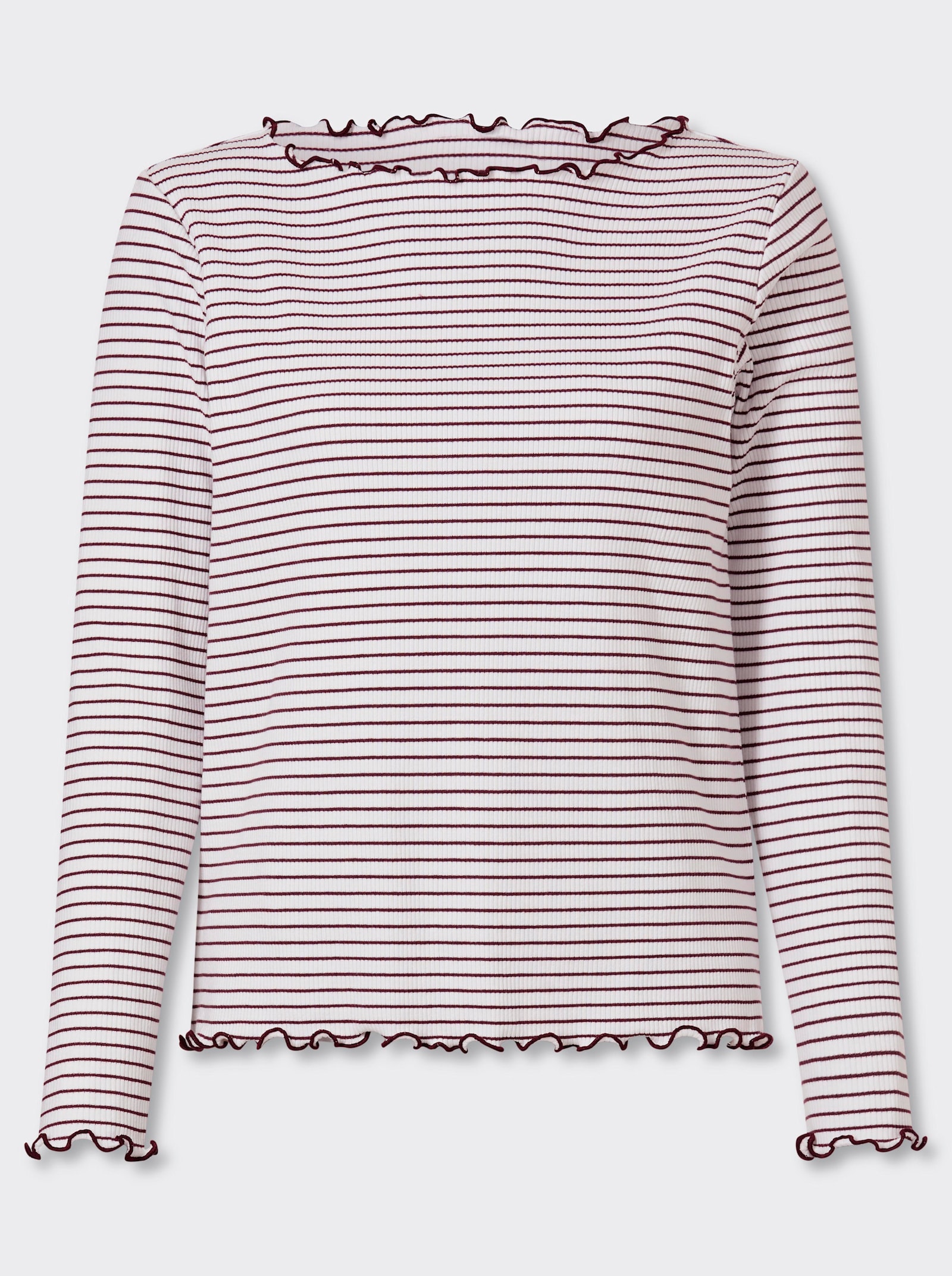 heine Rippshirt mit Ringelstreifen - ecru-burgund-geringelt