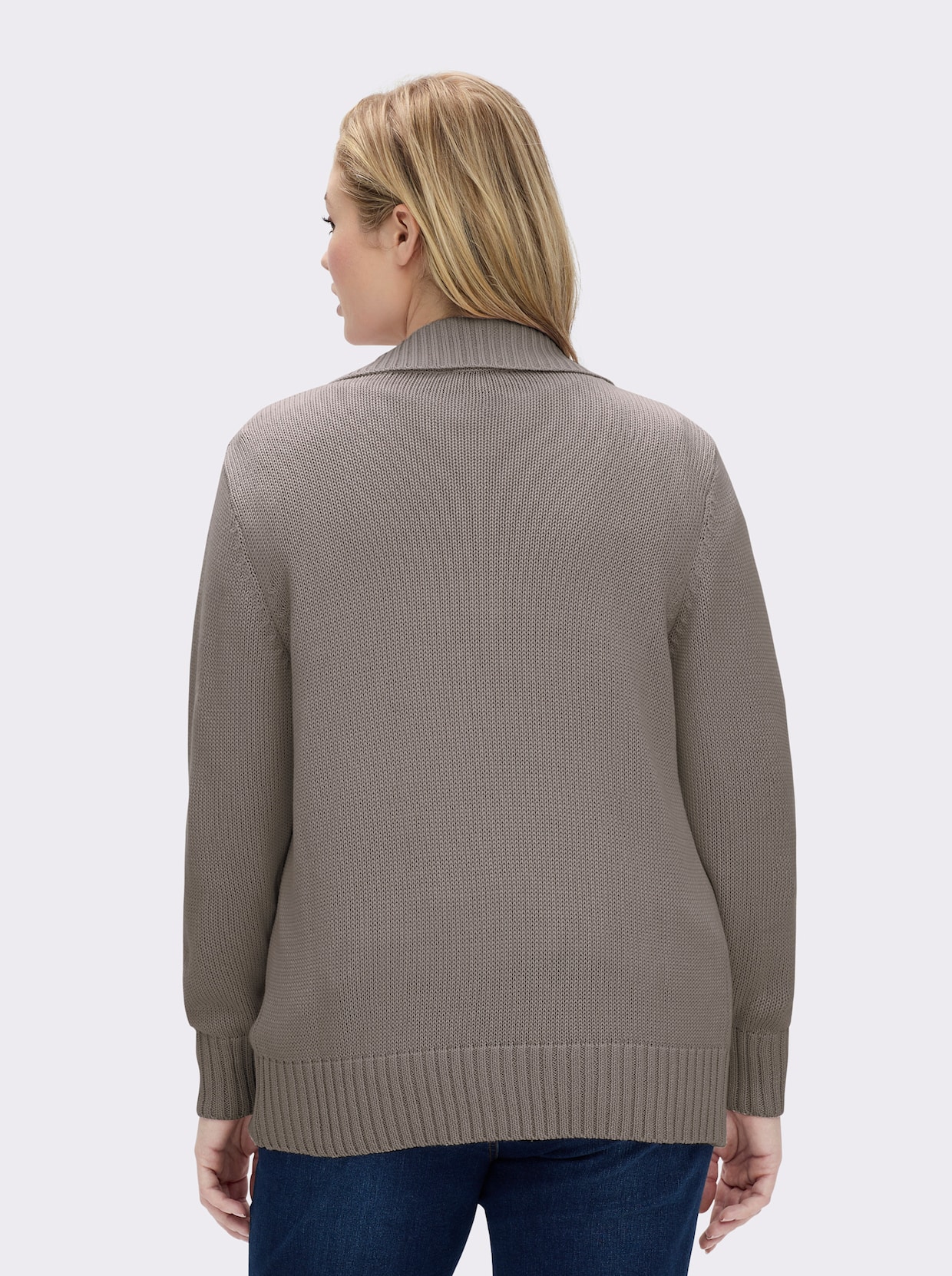 Strickjacke mit 2-Wege-Reißverschluss - taupe-meliert