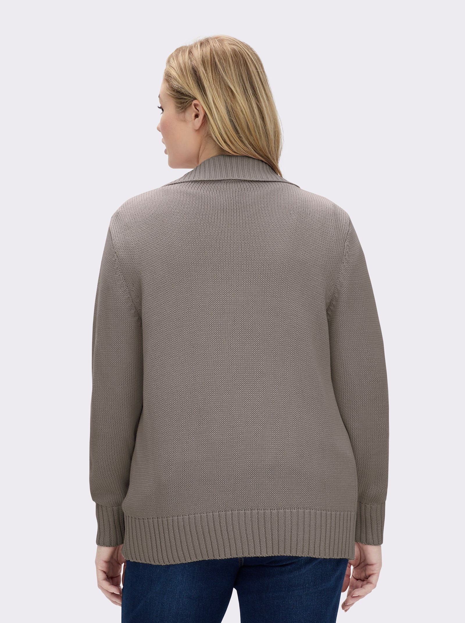 Strickjacke mit 2-Wege-Reißverschluss - taupe-meliert