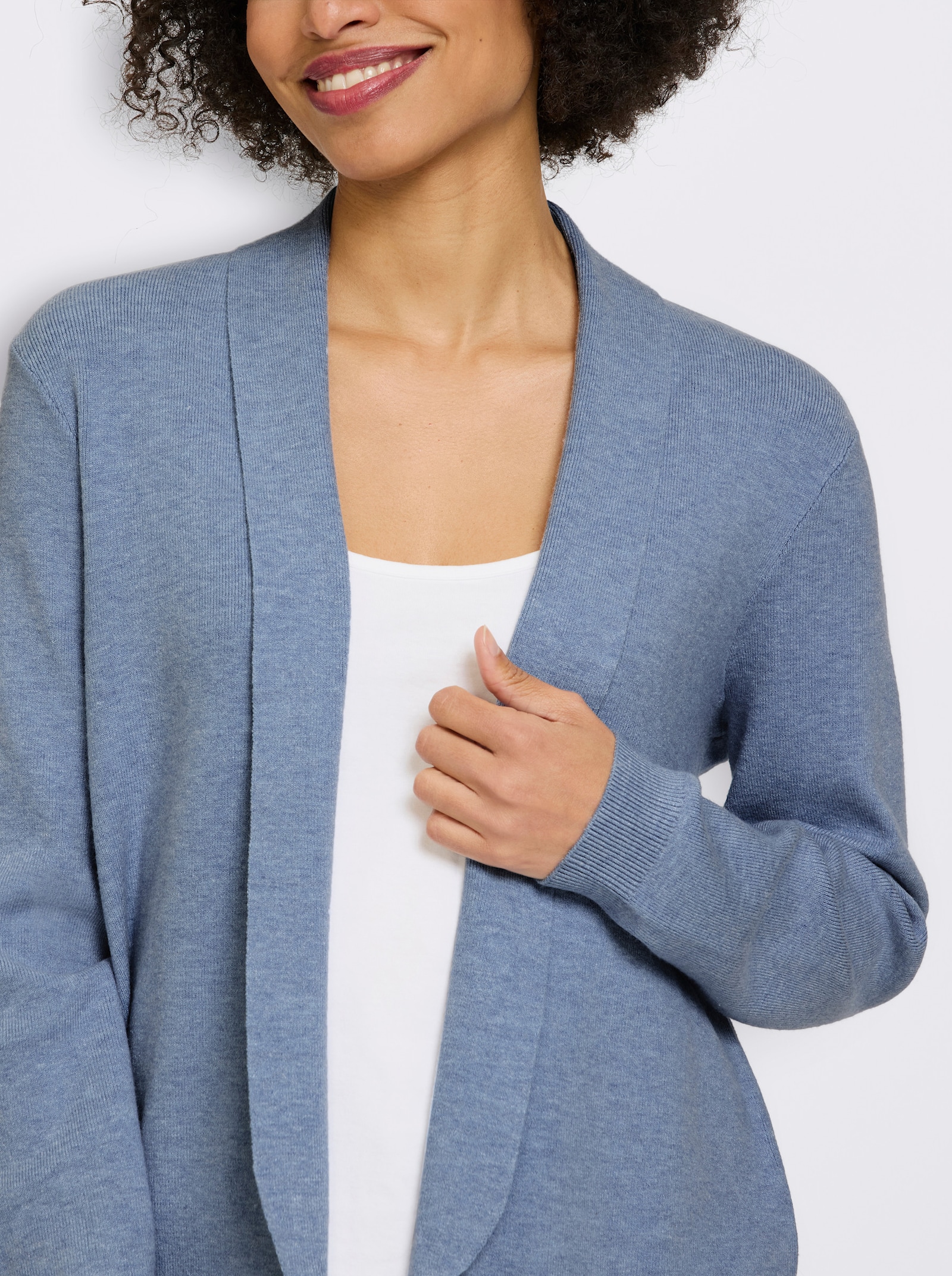 heine Feinstrickjacke mit Schalkragen - bleu-meliert