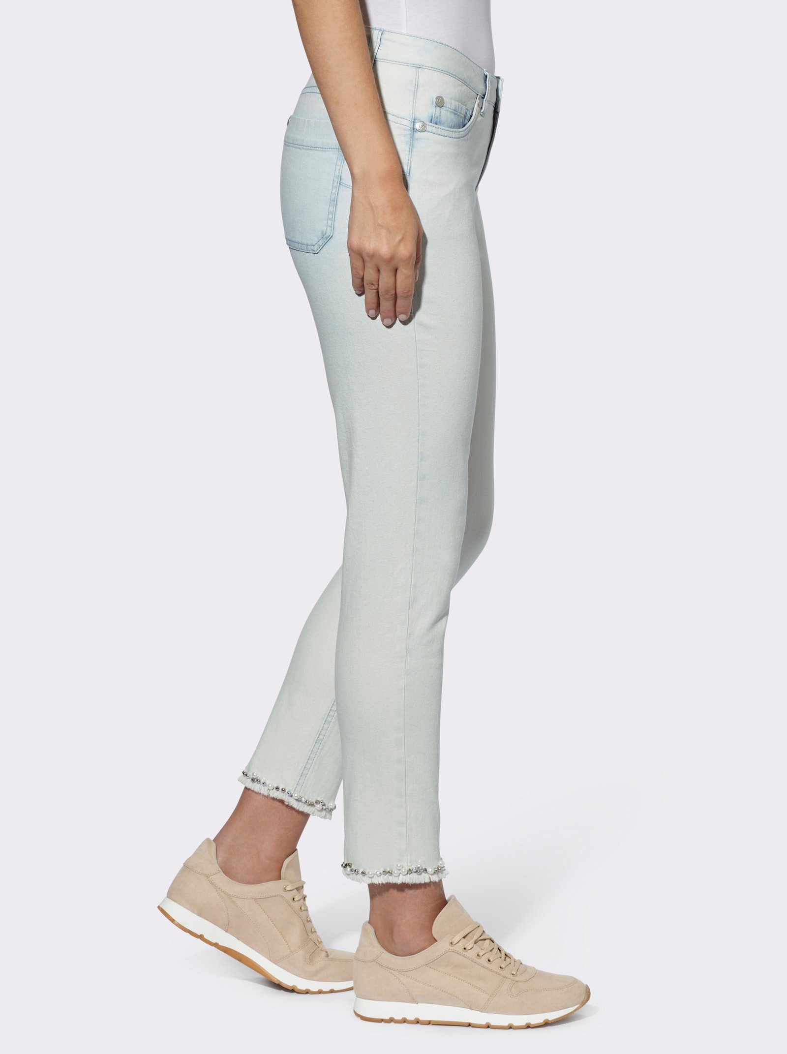 heine 5-Pocket-Jeans mit Schmuckapplikation - blue-bleached