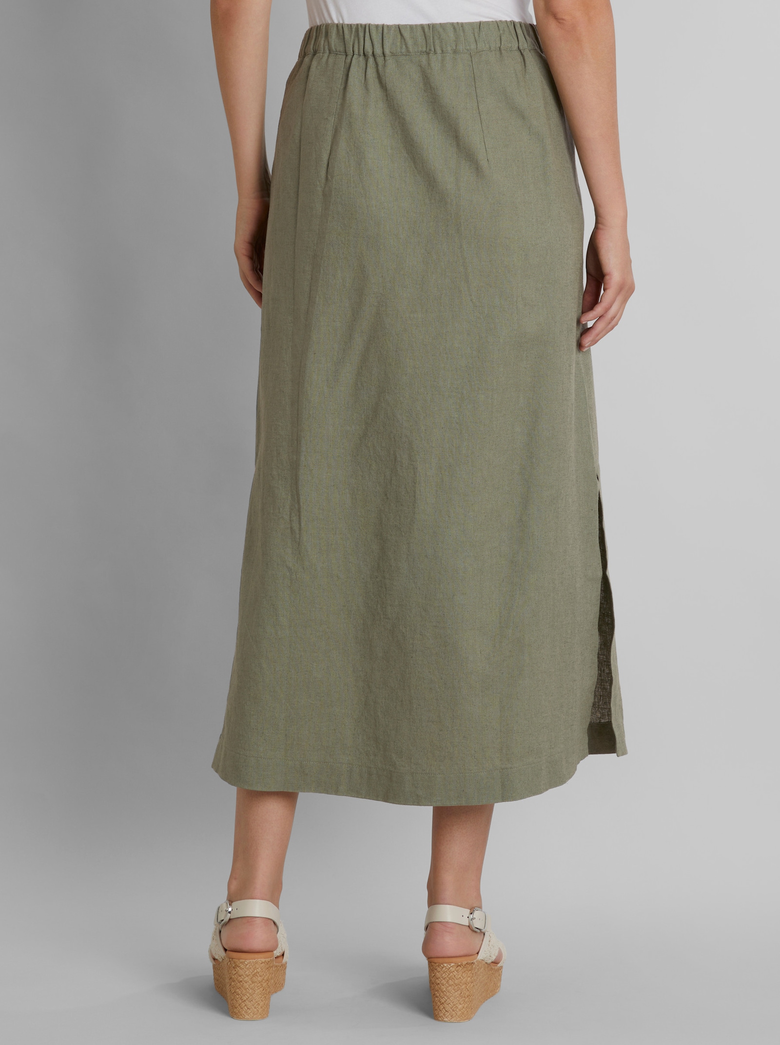 heine Webrock mit Leinen - khaki