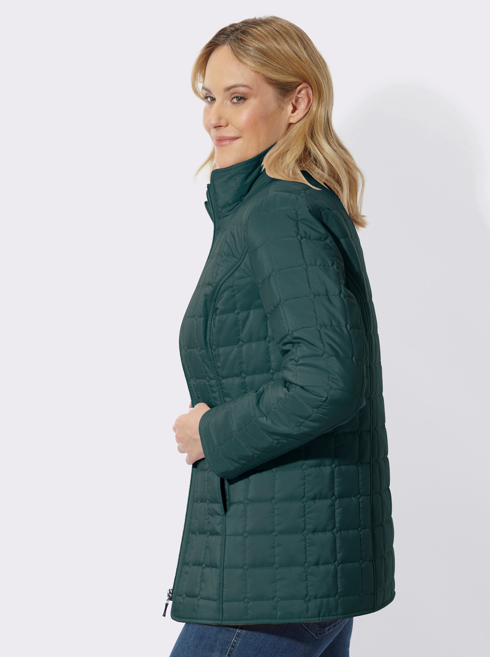Steppjacke mit quadratischem Steppmuster - petrol
