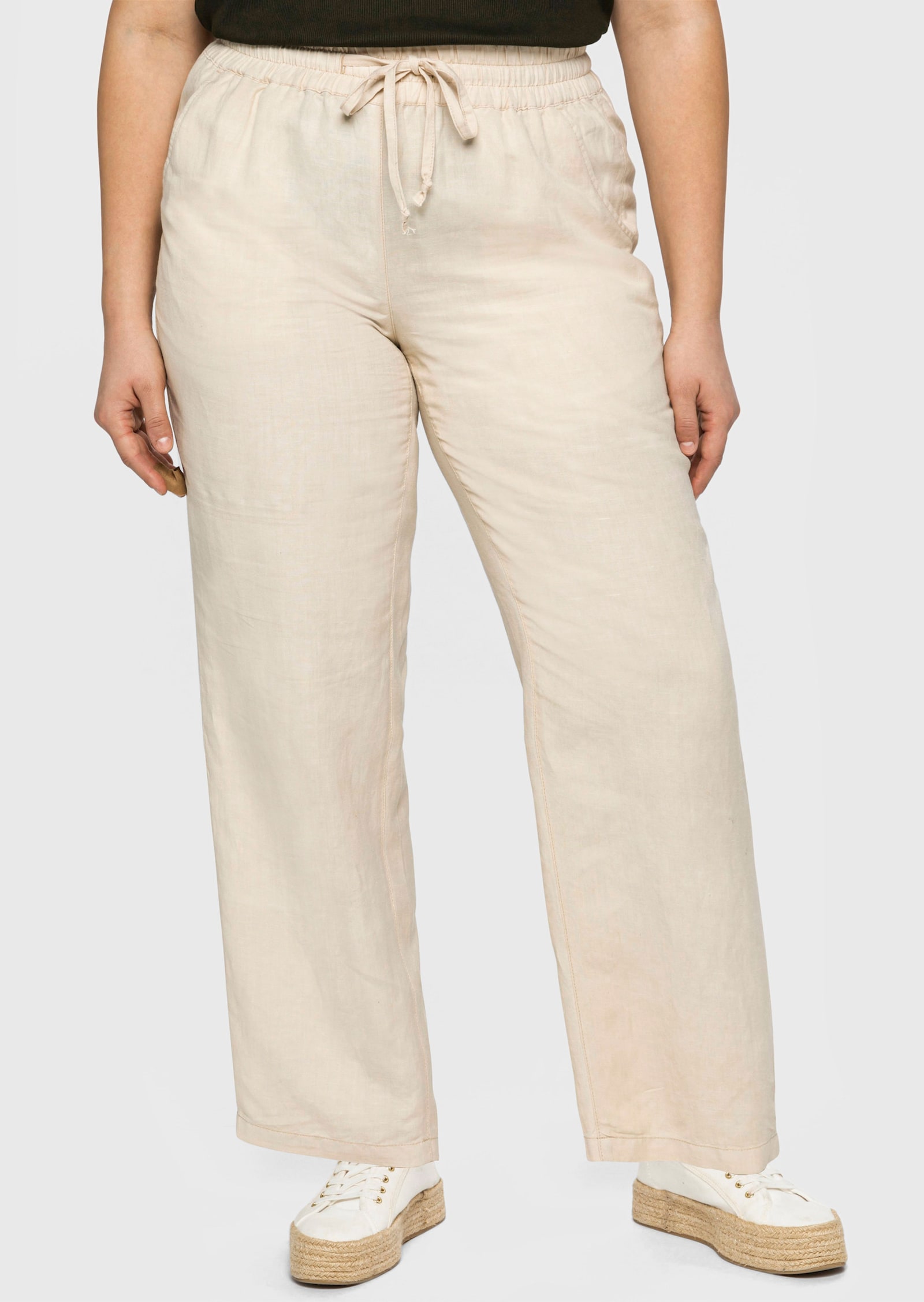 sheego Schlupfhose im Leinen-Mix - natur