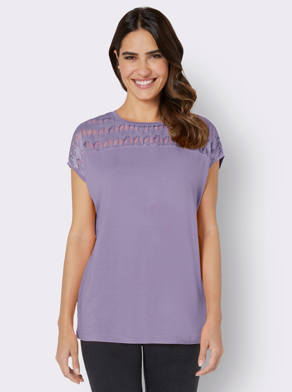 Shirt met ronde hals - lavendel