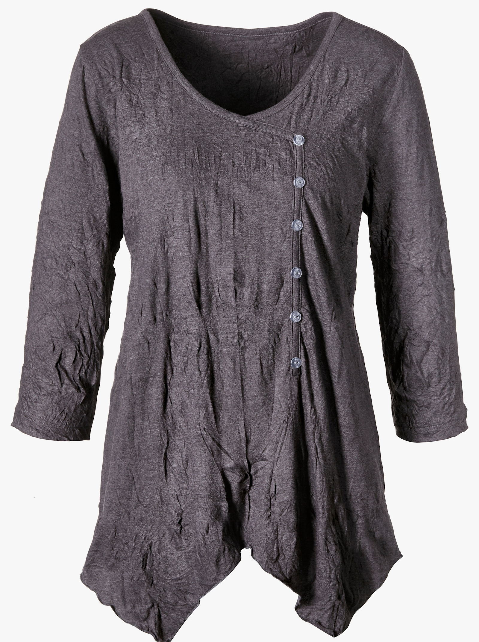 Tričko, 3/4 rukávy, pokrčený mat. - antracitová melírovaná