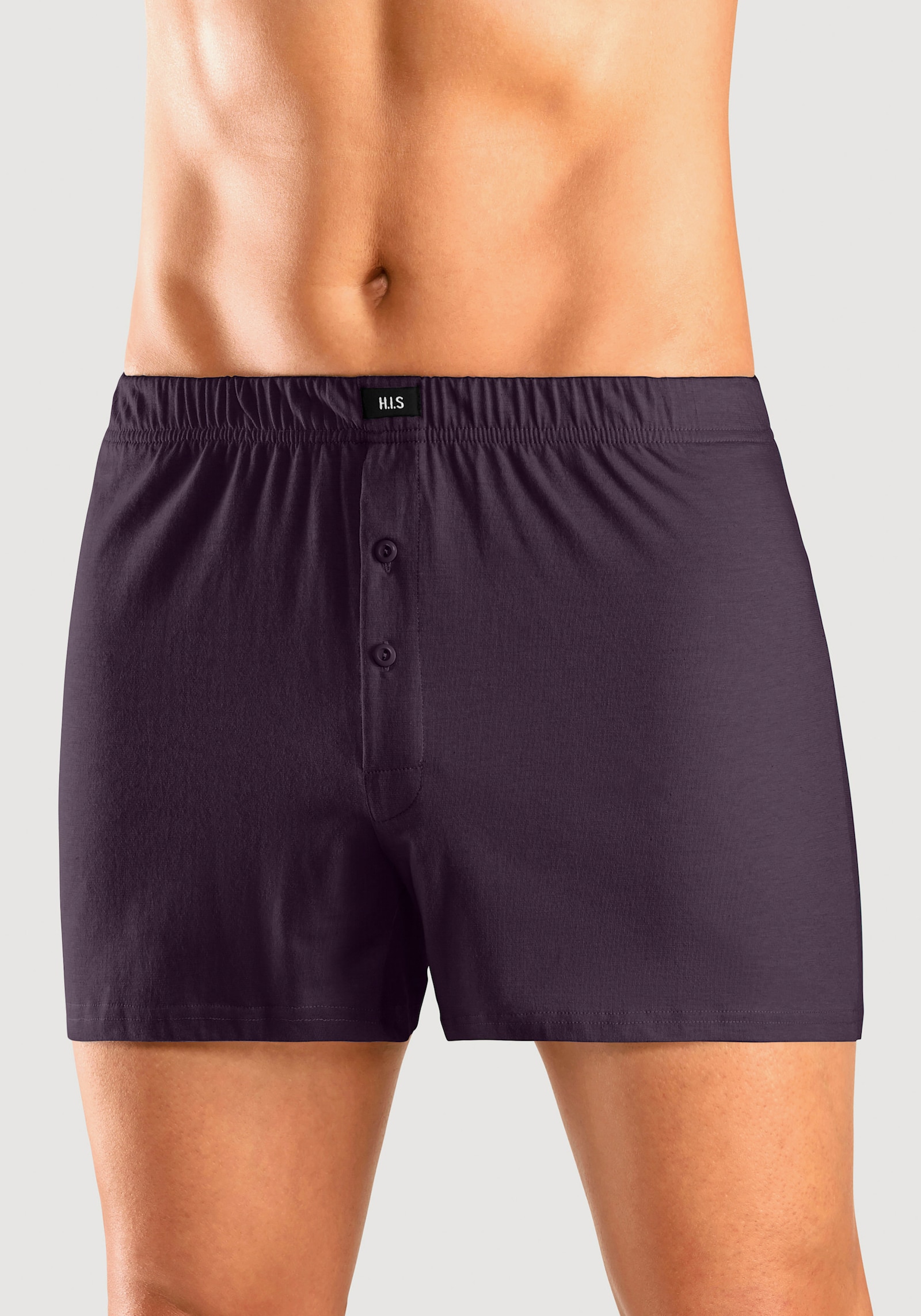 H.I.S Wijde boxer - grijs gemêleerd, blauw/groen, aubergine, blauw, antraciet