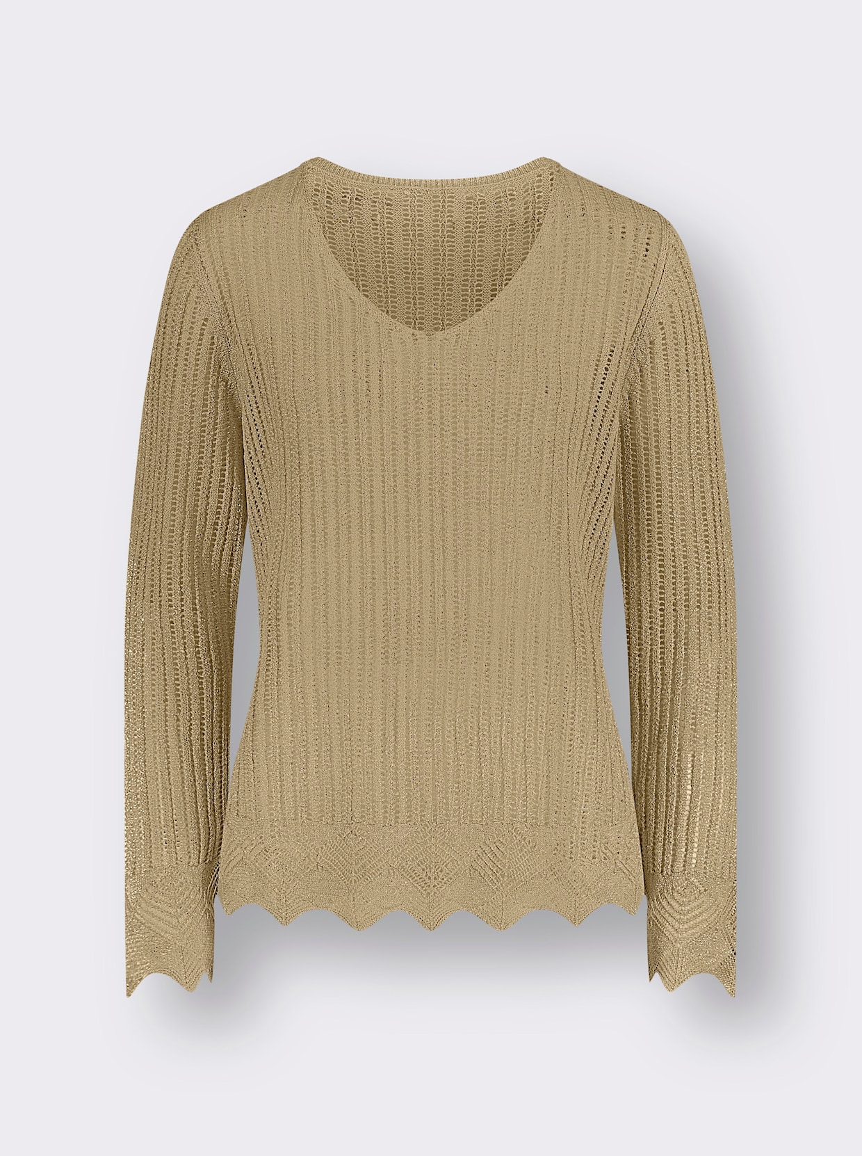 Ajourpullover - beige-goldfarben-gemustert