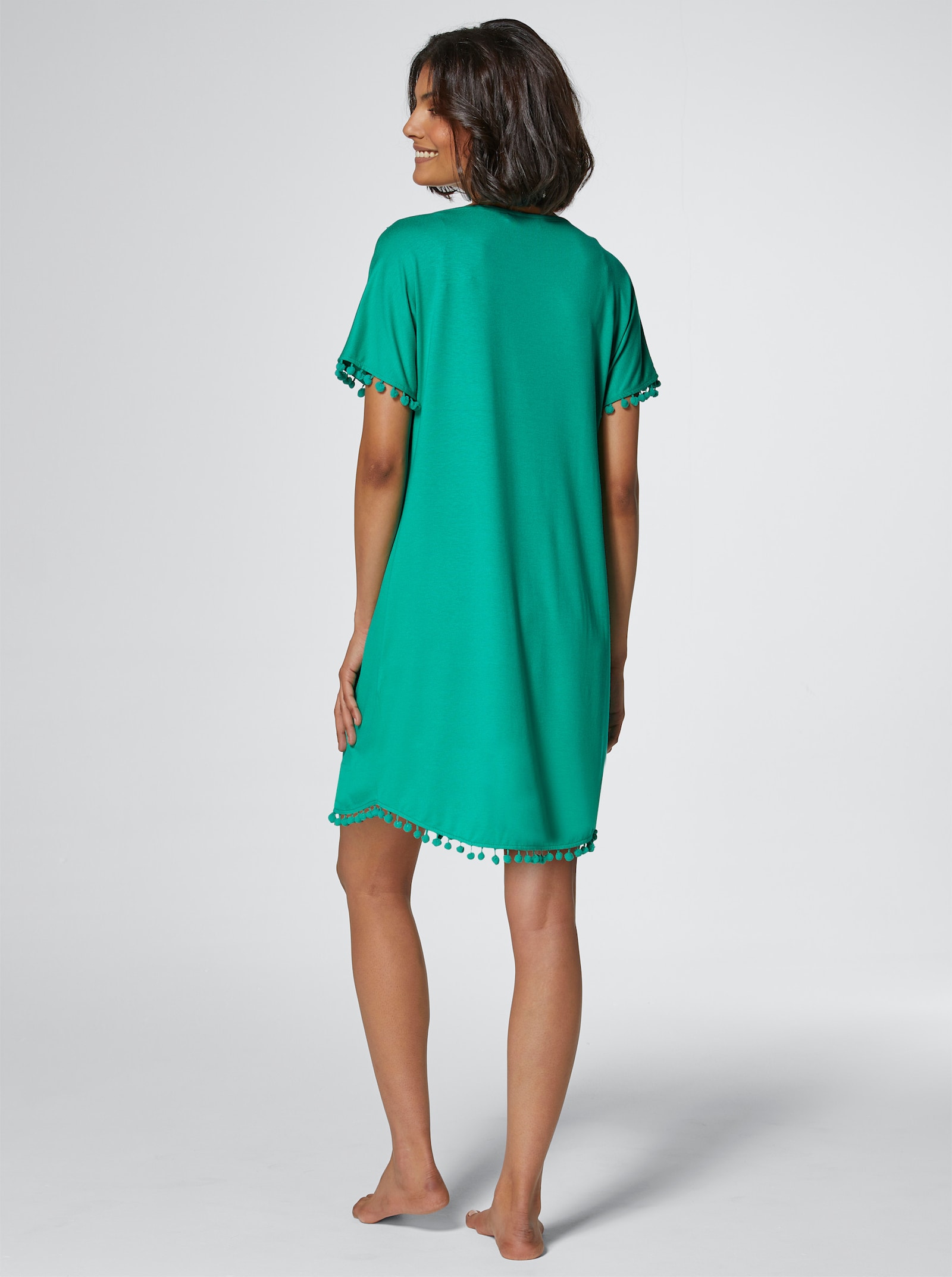 pastunette Strandtunika mit Bommeln - blaugrün