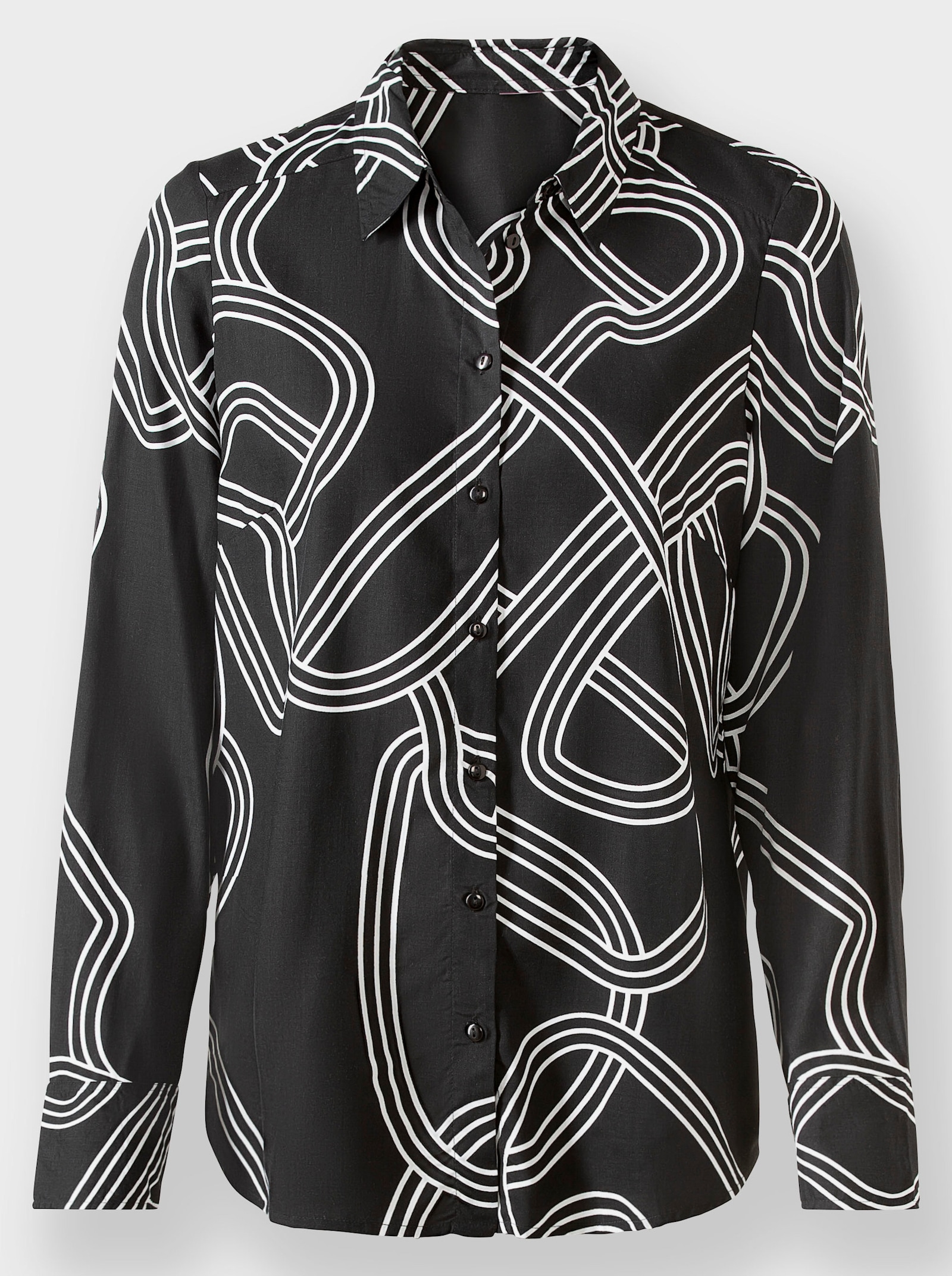 heine Druckbluse aus reinem Modal - schwarz-ecru-bedruckt