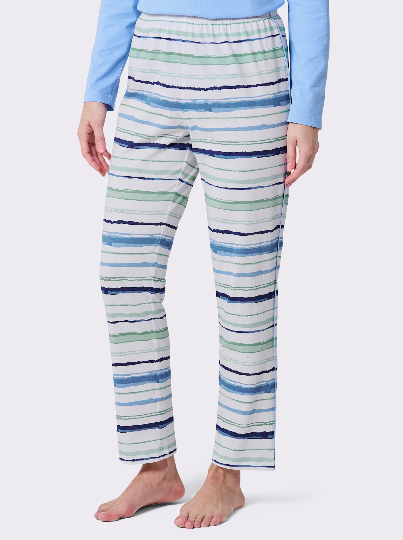 wäschepur Schlafanzughose mit Dehnbund - himmelblau-weiß-gestreift